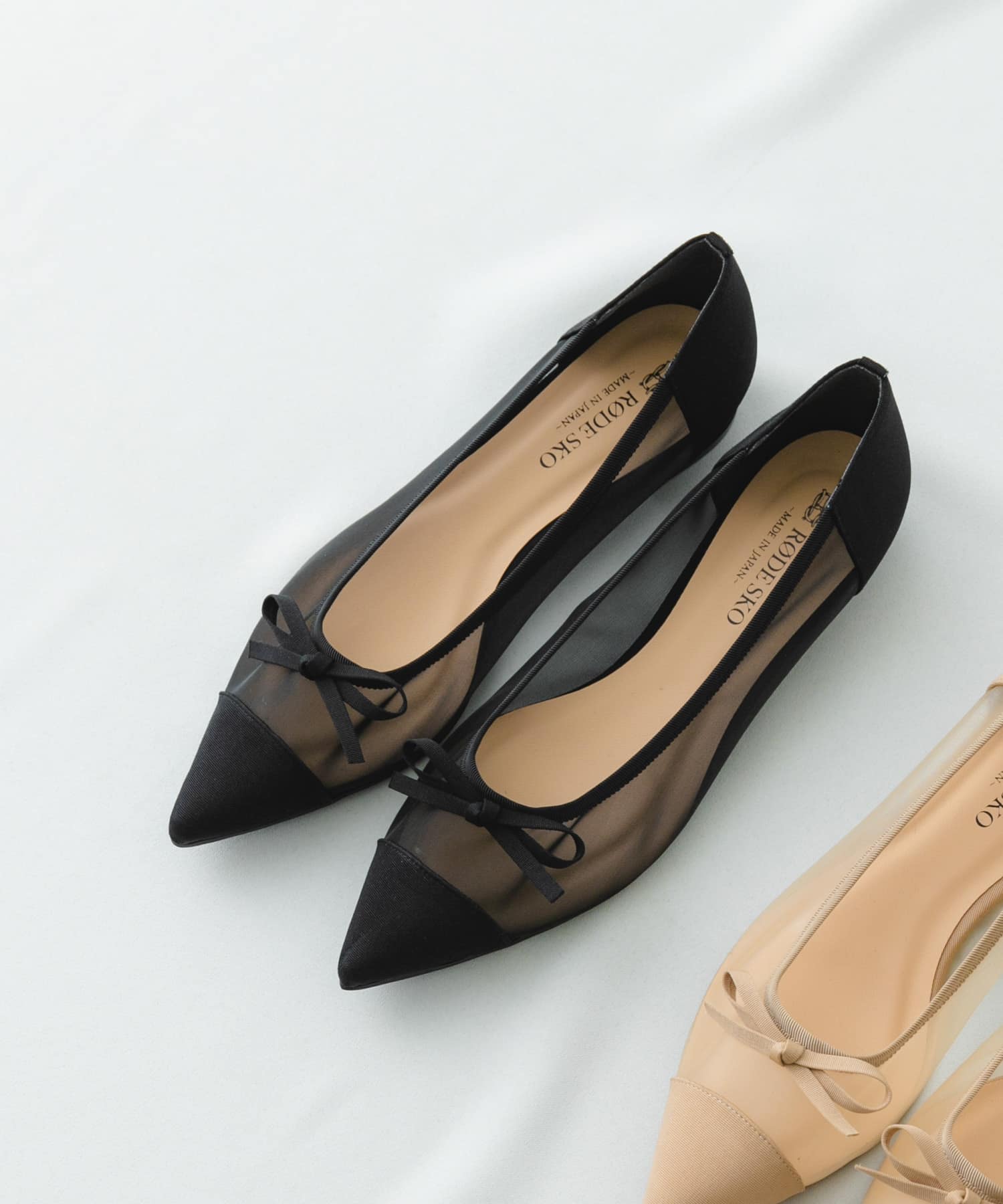 MADE IN JAPAN』ポインテッドシアーフラットシューズ(36 BLACK