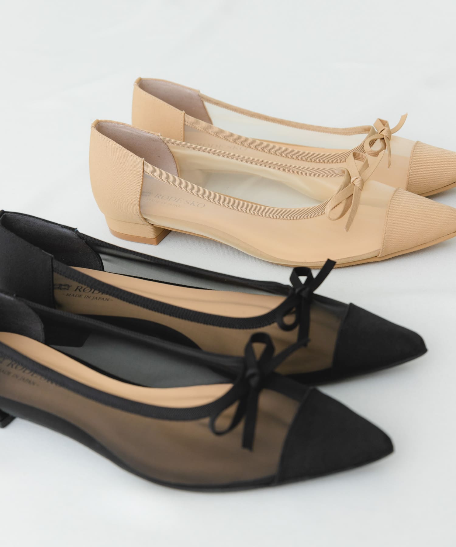 『MADE IN JAPAN』ポインテッドシアーフラットシューズ BEIGE 37
