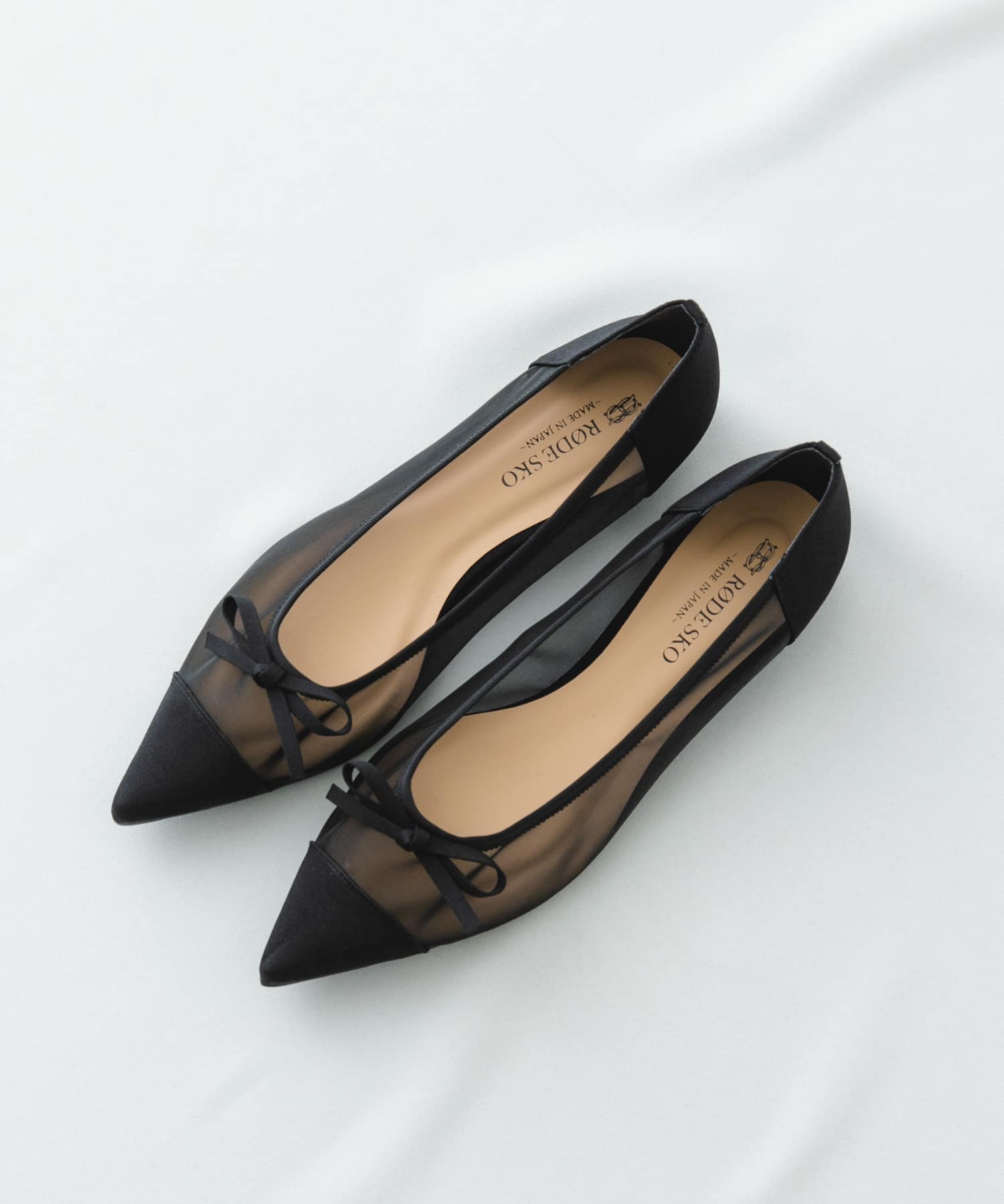 『MADE IN JAPAN』ポインテッドシアーフラットシューズ BLACK 36