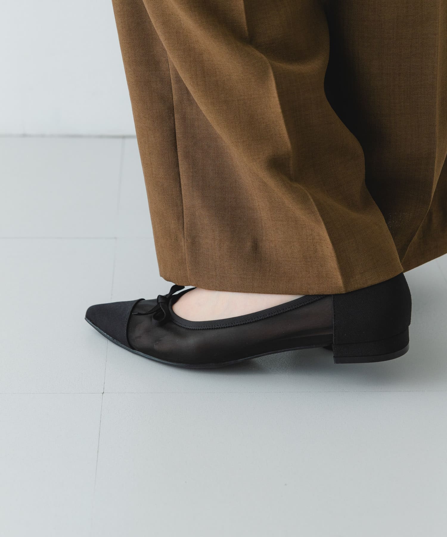 『MADE IN JAPAN』ポインテッドシアーフラットシューズ BLACK 36