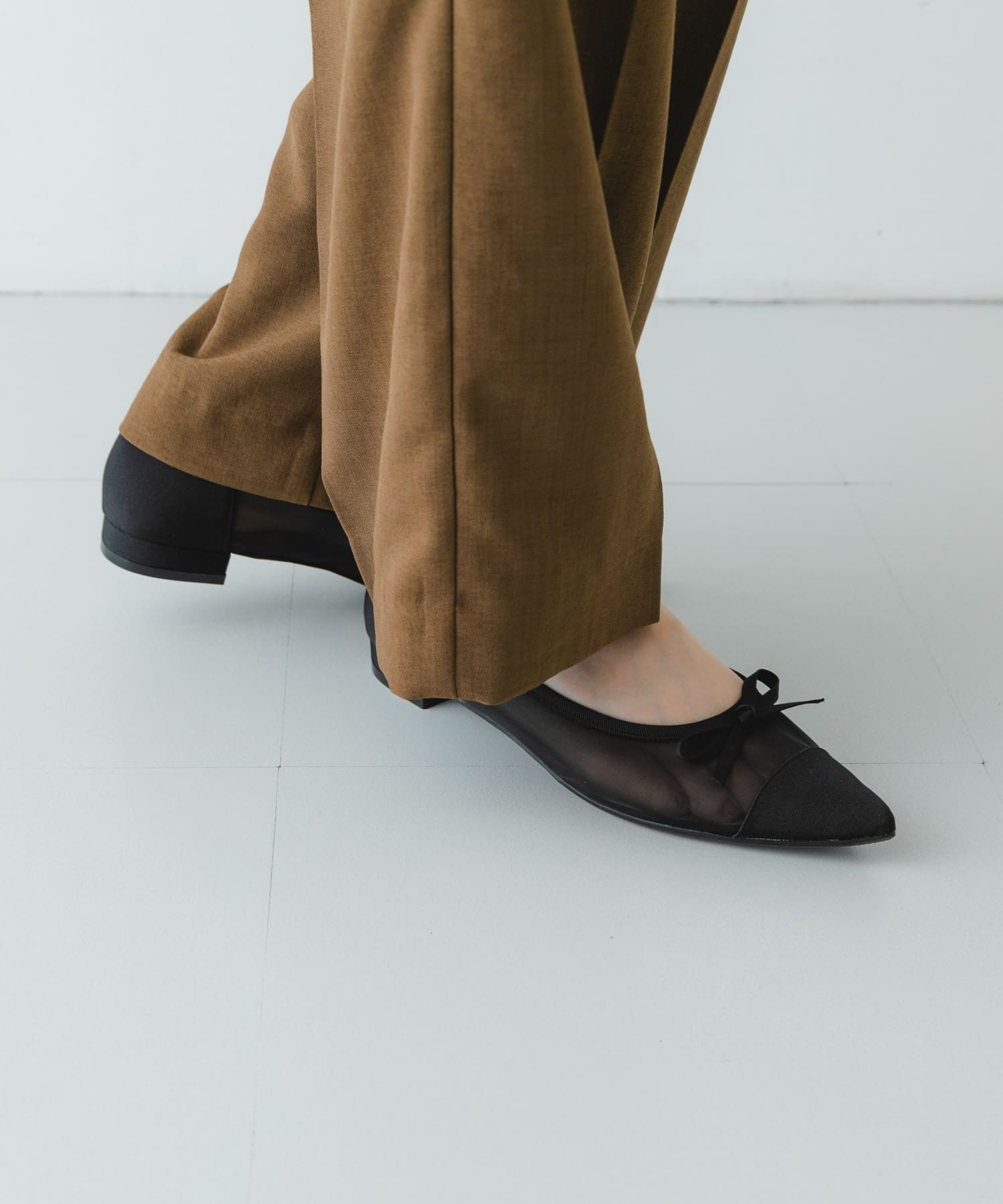 『MADE IN JAPAN』ポインテッドシアーフラットシューズ BLACK 36