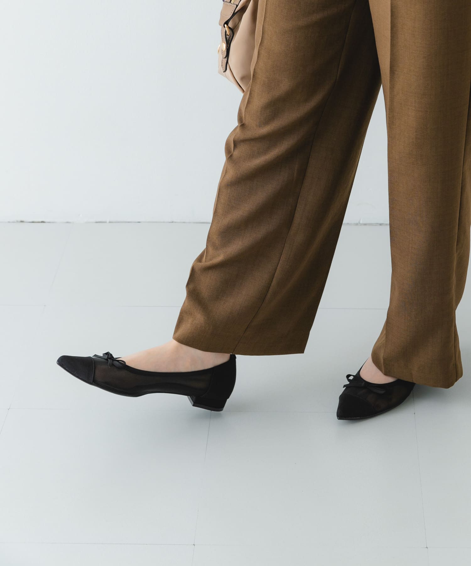 『MADE IN JAPAN』ポインテッドシアーフラットシューズ BLACK 36