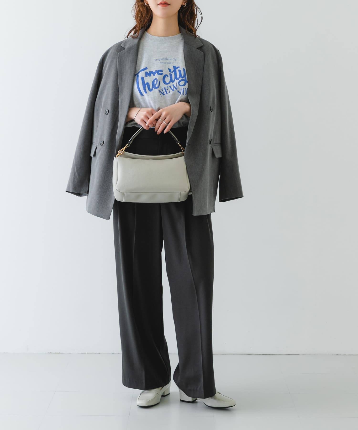 『MADE IN JAPAN』3cmヒールローファー LIGHT GRAY 36