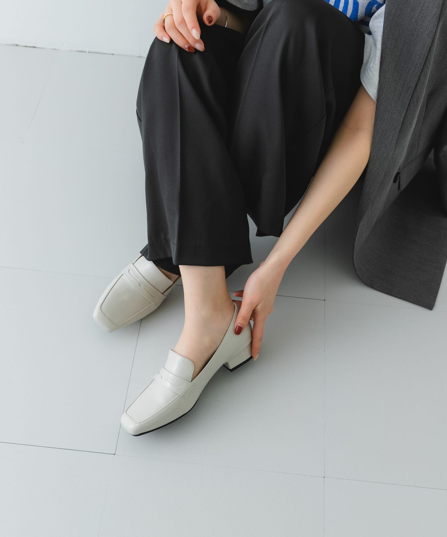 『MADE IN JAPAN』3cmヒールローファー LIGHT GRAY 36