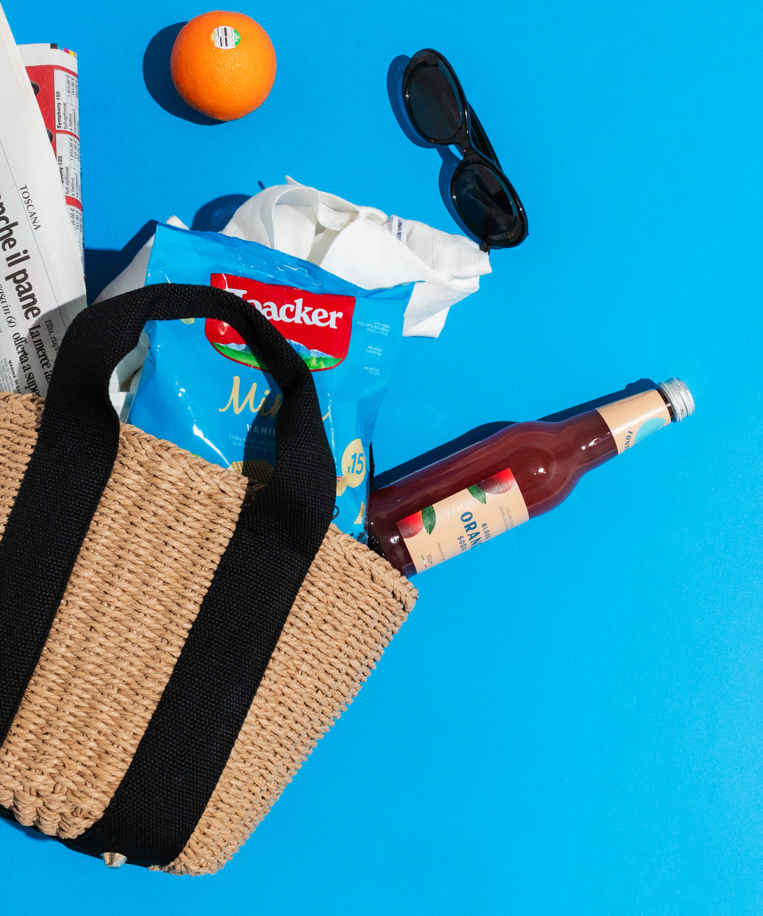 ナチュラルカゴバッグ BEGxBLK one