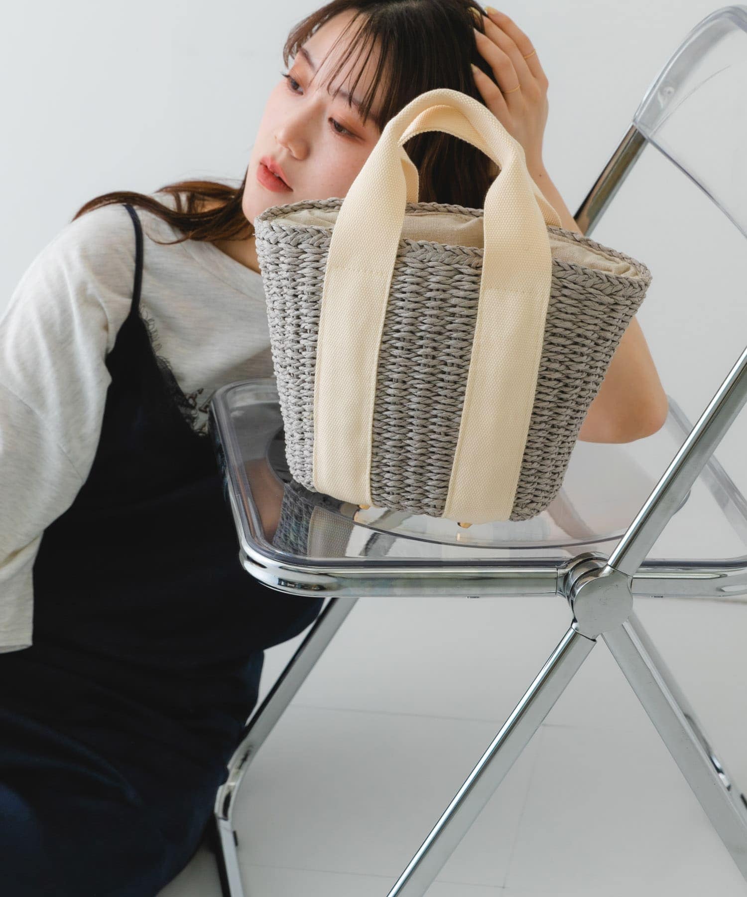 ナチュラルカゴバッグ GRYxOFF one