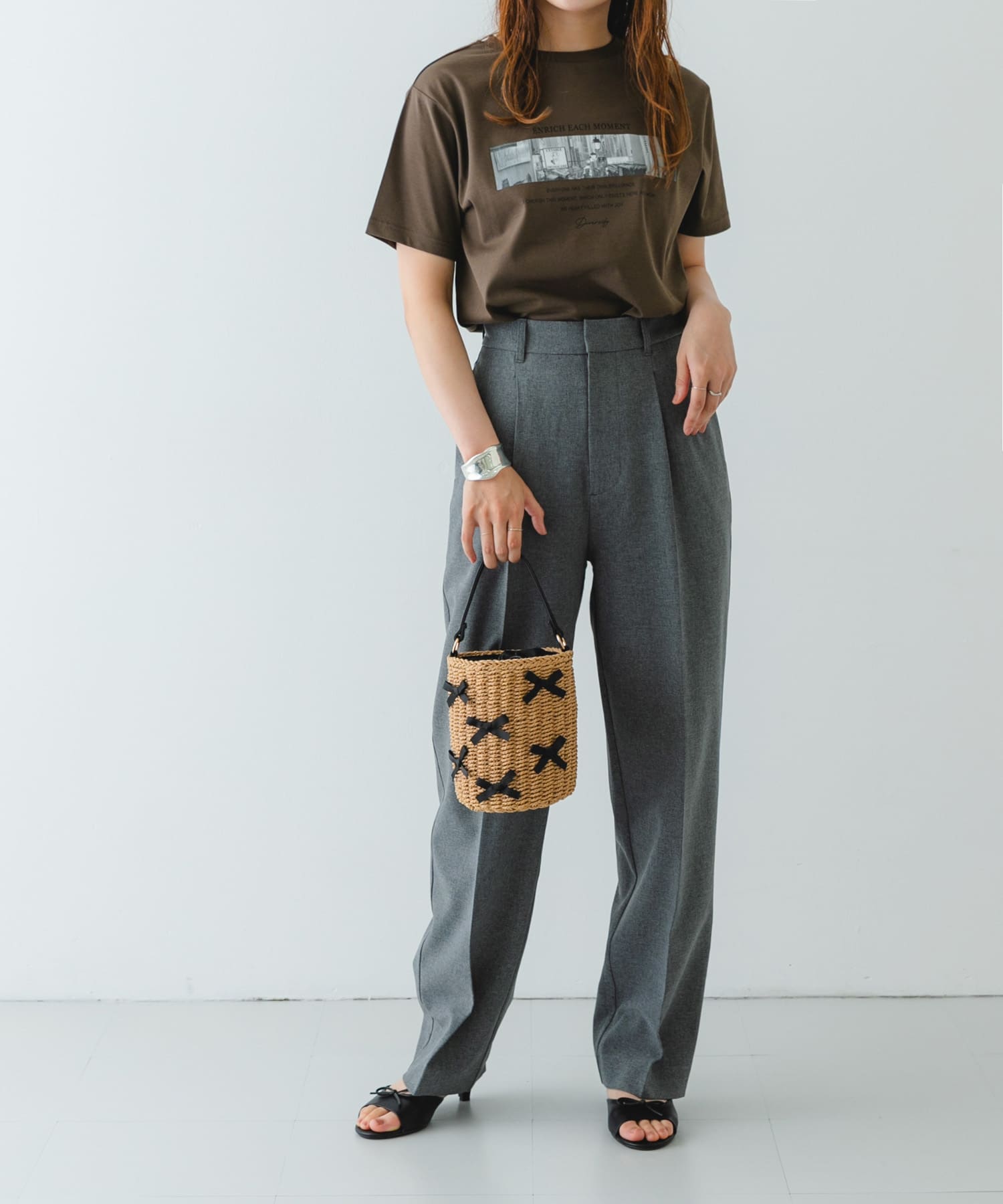 リボンバスケットショルダーバッグ CMLxBLK one