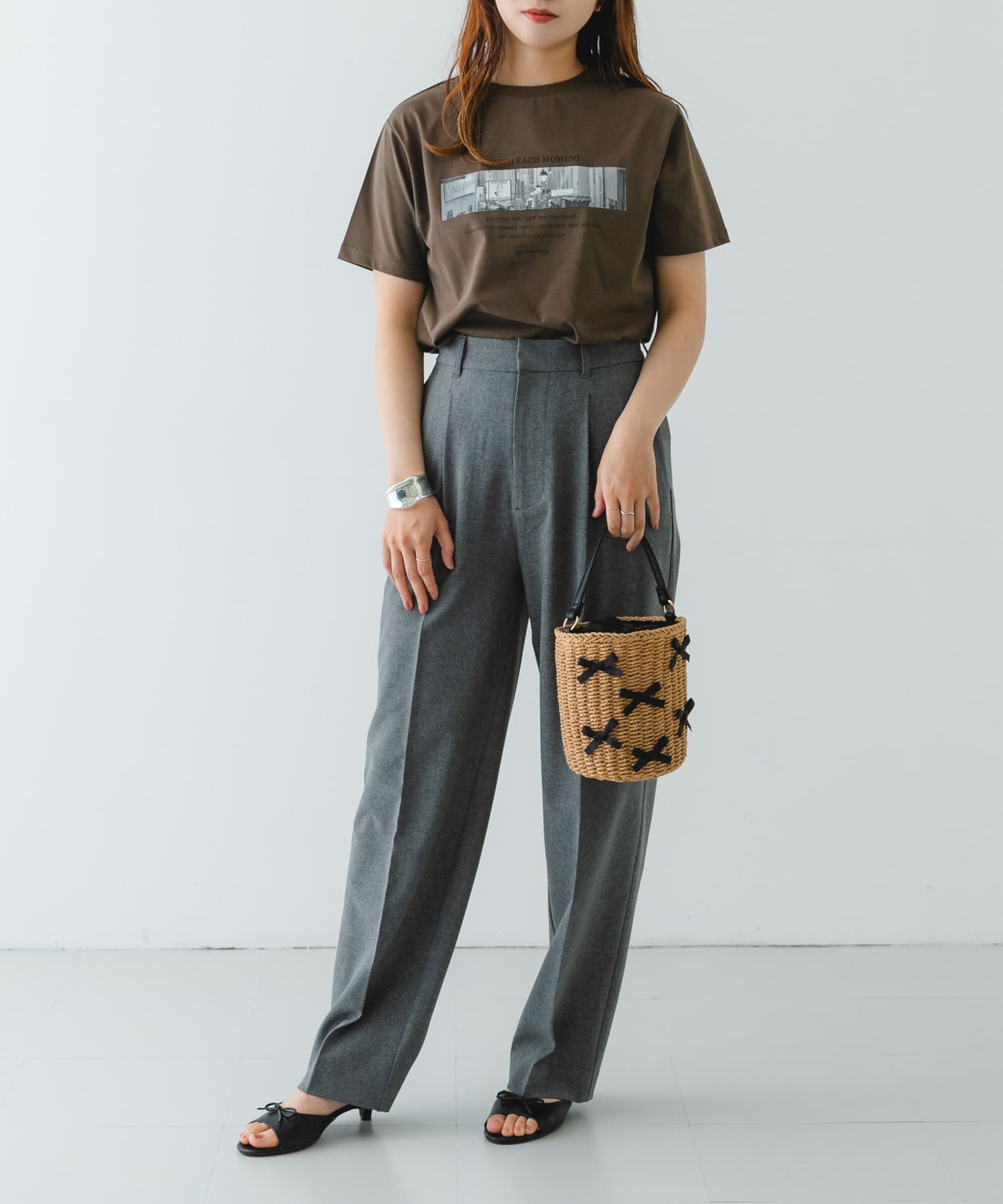リボンバスケットショルダーバッグ CMLxBLK one