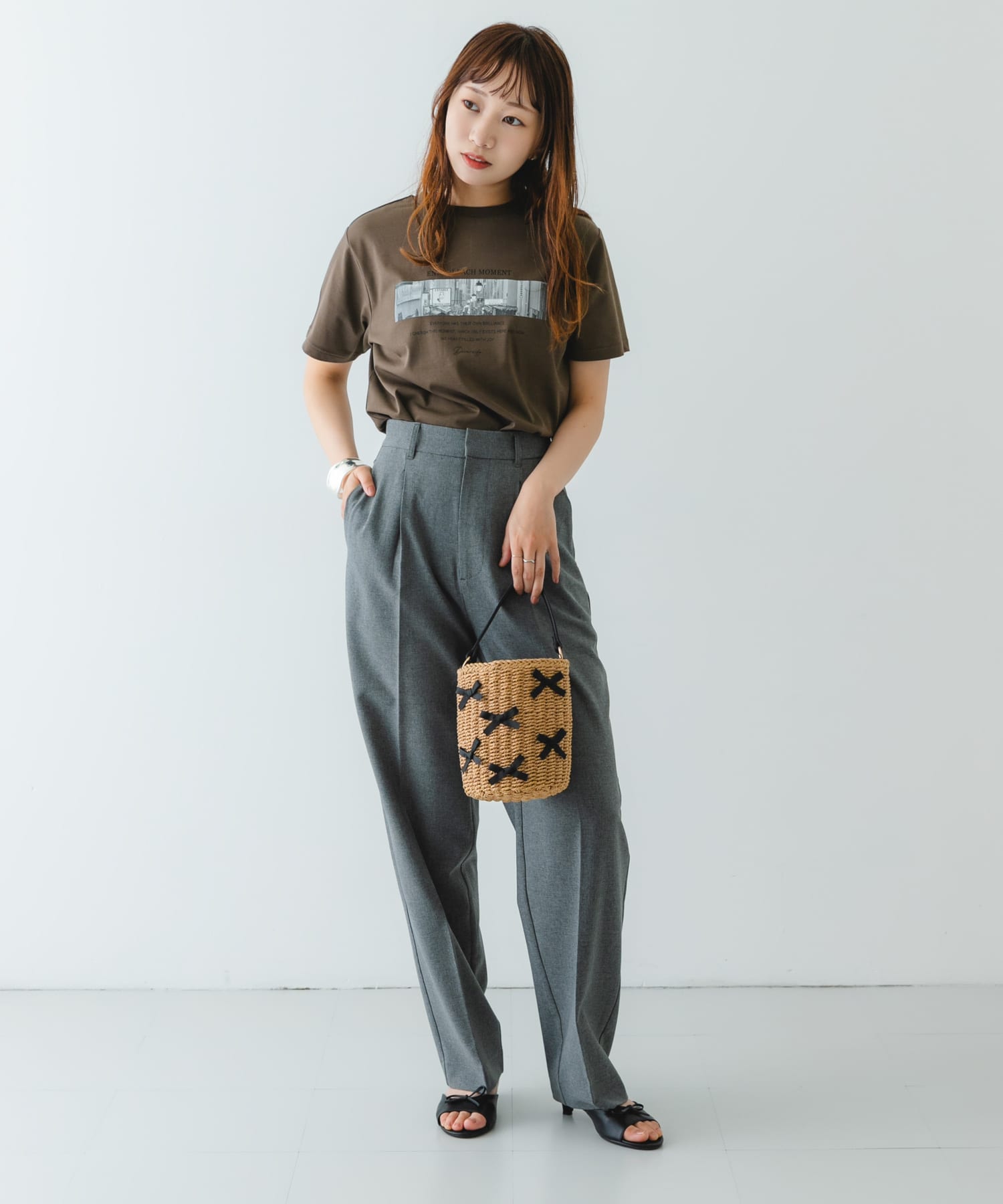 リボンバスケットショルダーバッグ CMLxBLK one