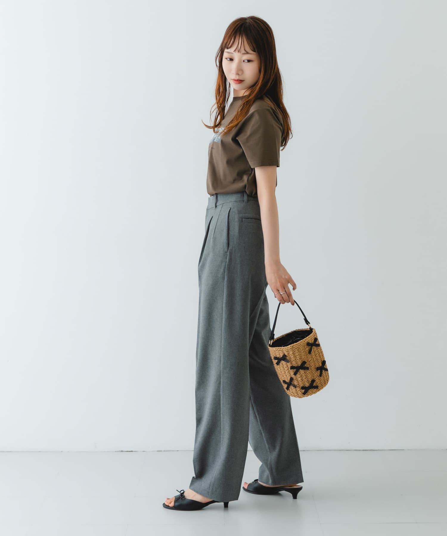 リボンバスケットショルダーバッグ CMLxBLK one