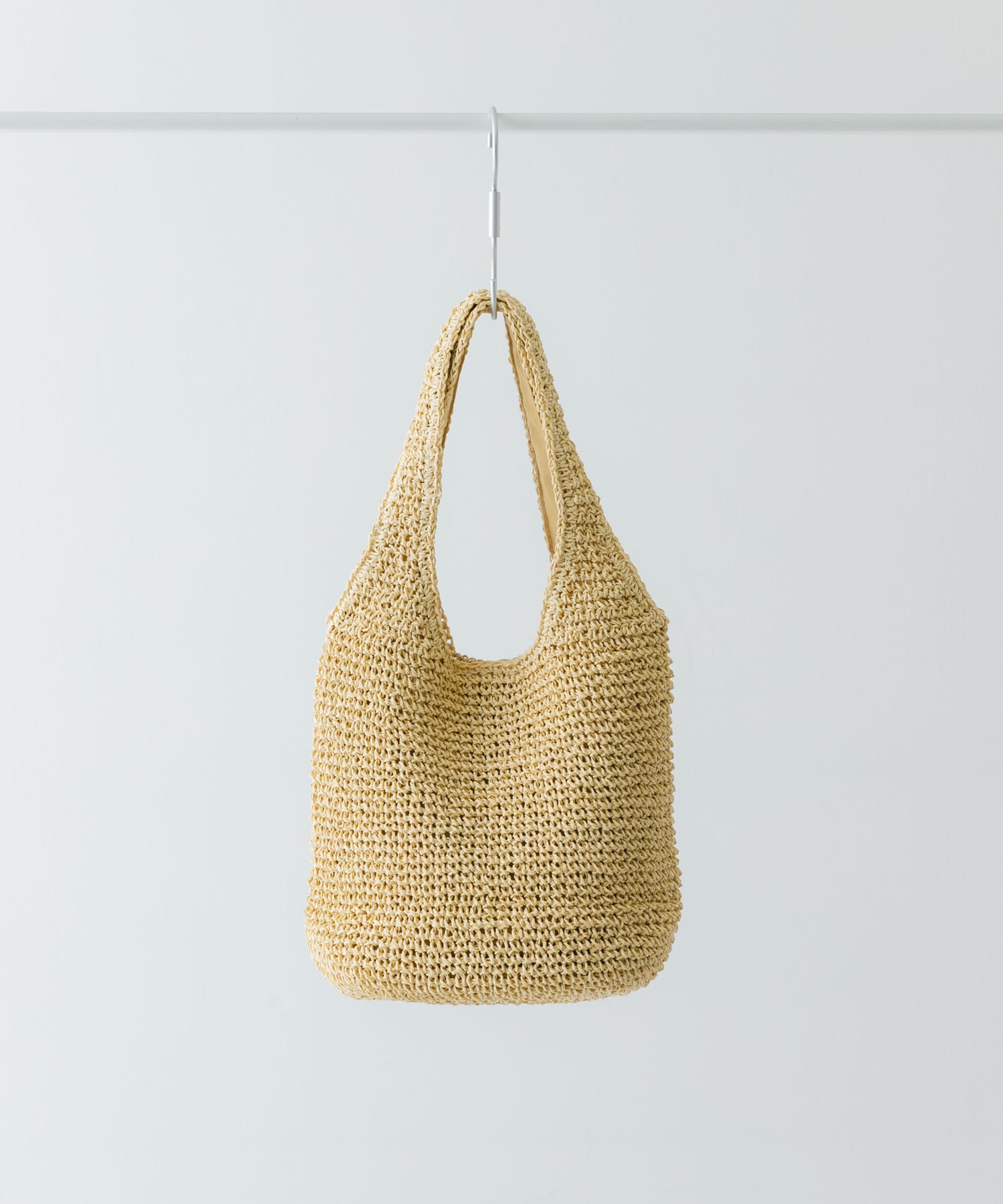 コマ編みペーパートートバッグ BEIGE one