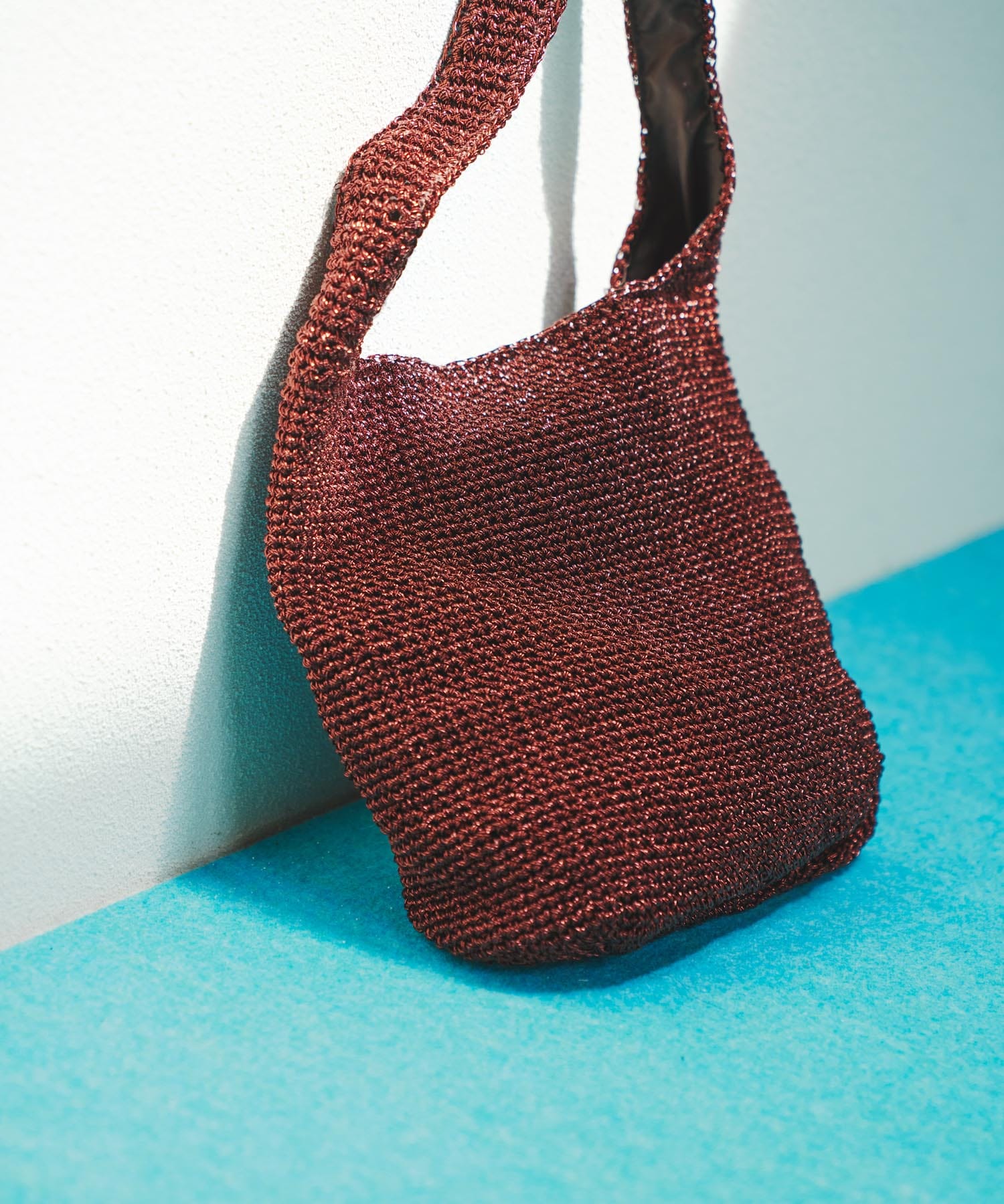 ワンハンドルラメショルダーバッグ BROWN one
