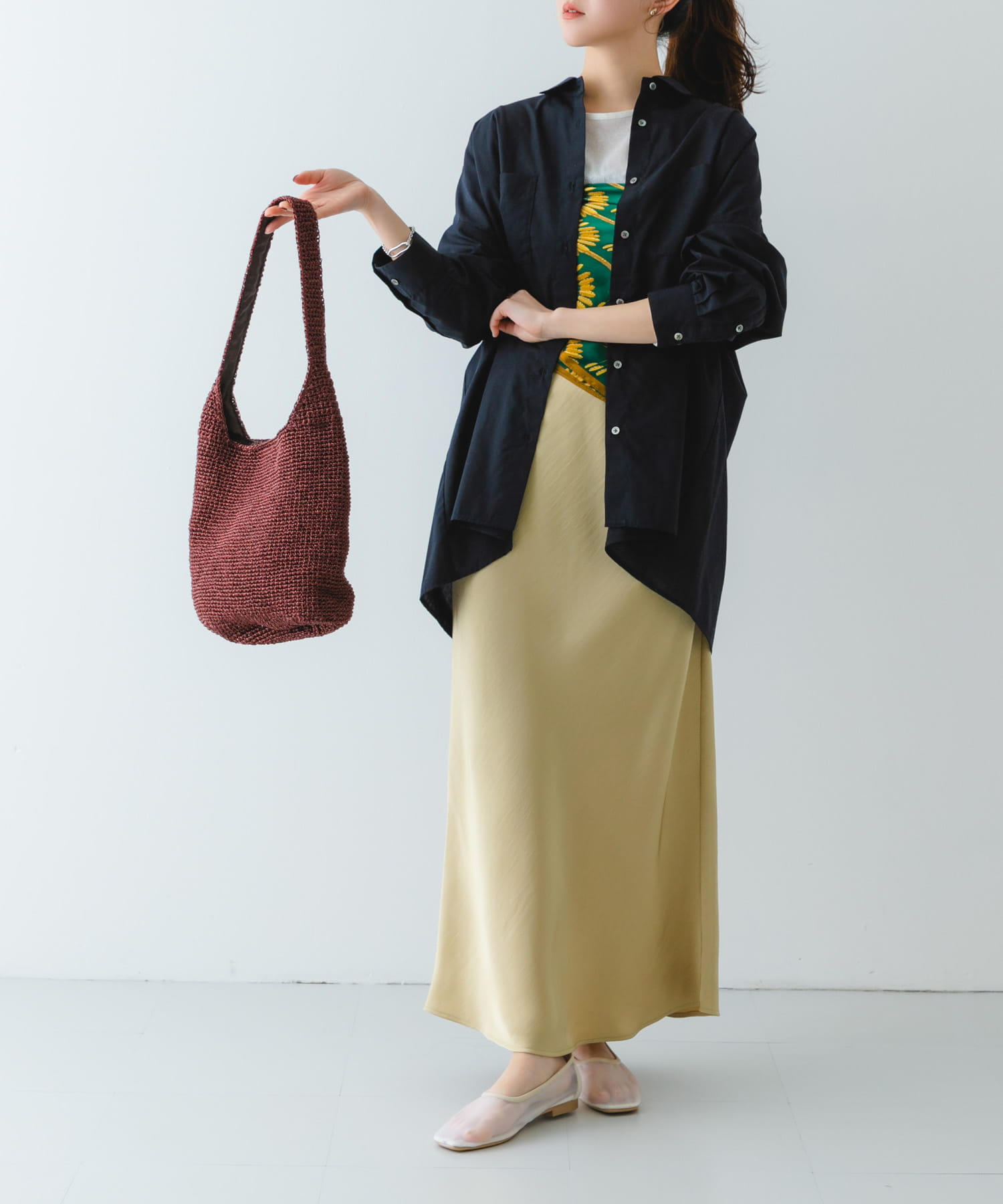 ワンハンドルラメショルダーバッグ BROWN one