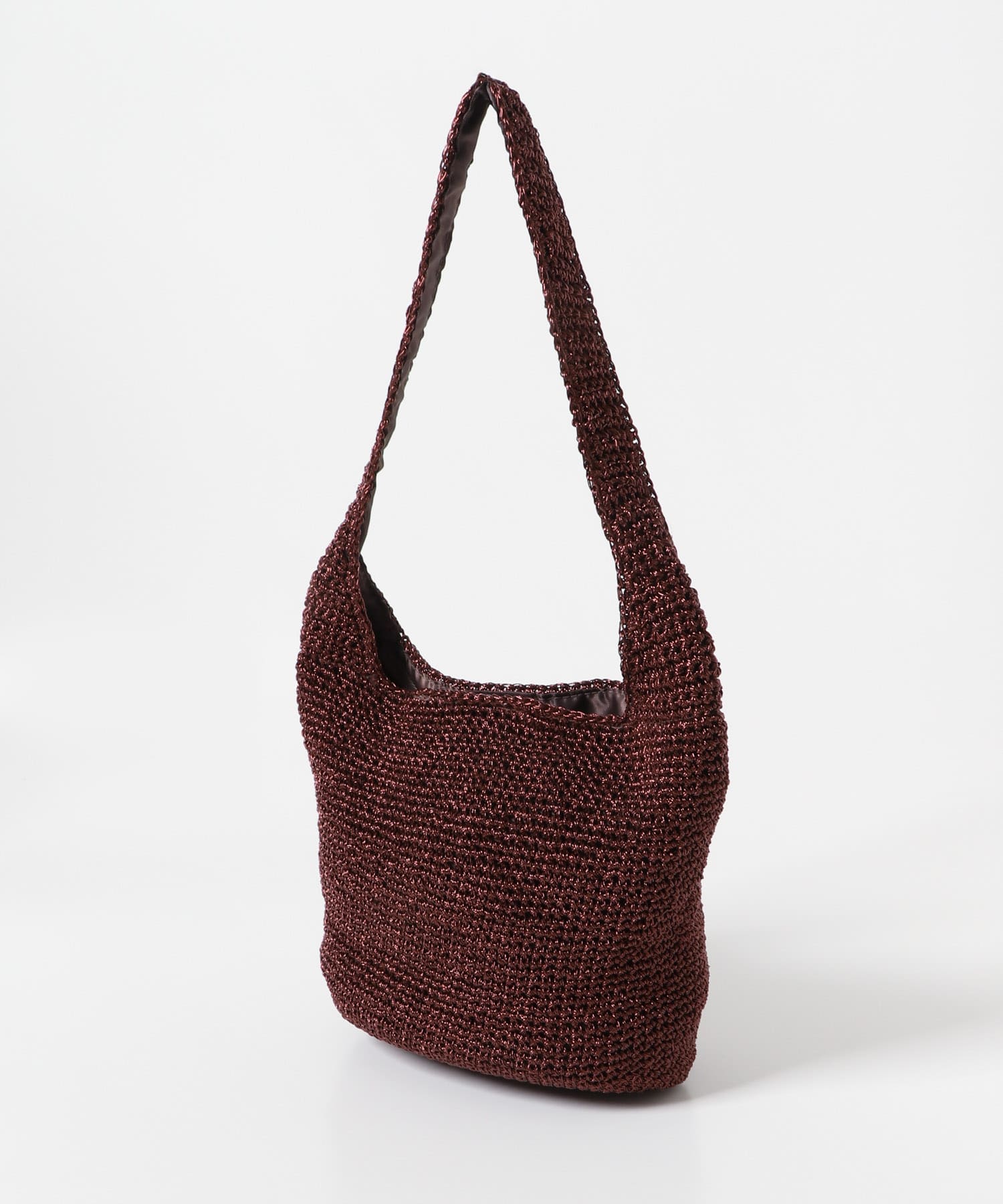 ワンハンドルラメショルダーバッグ BROWN one