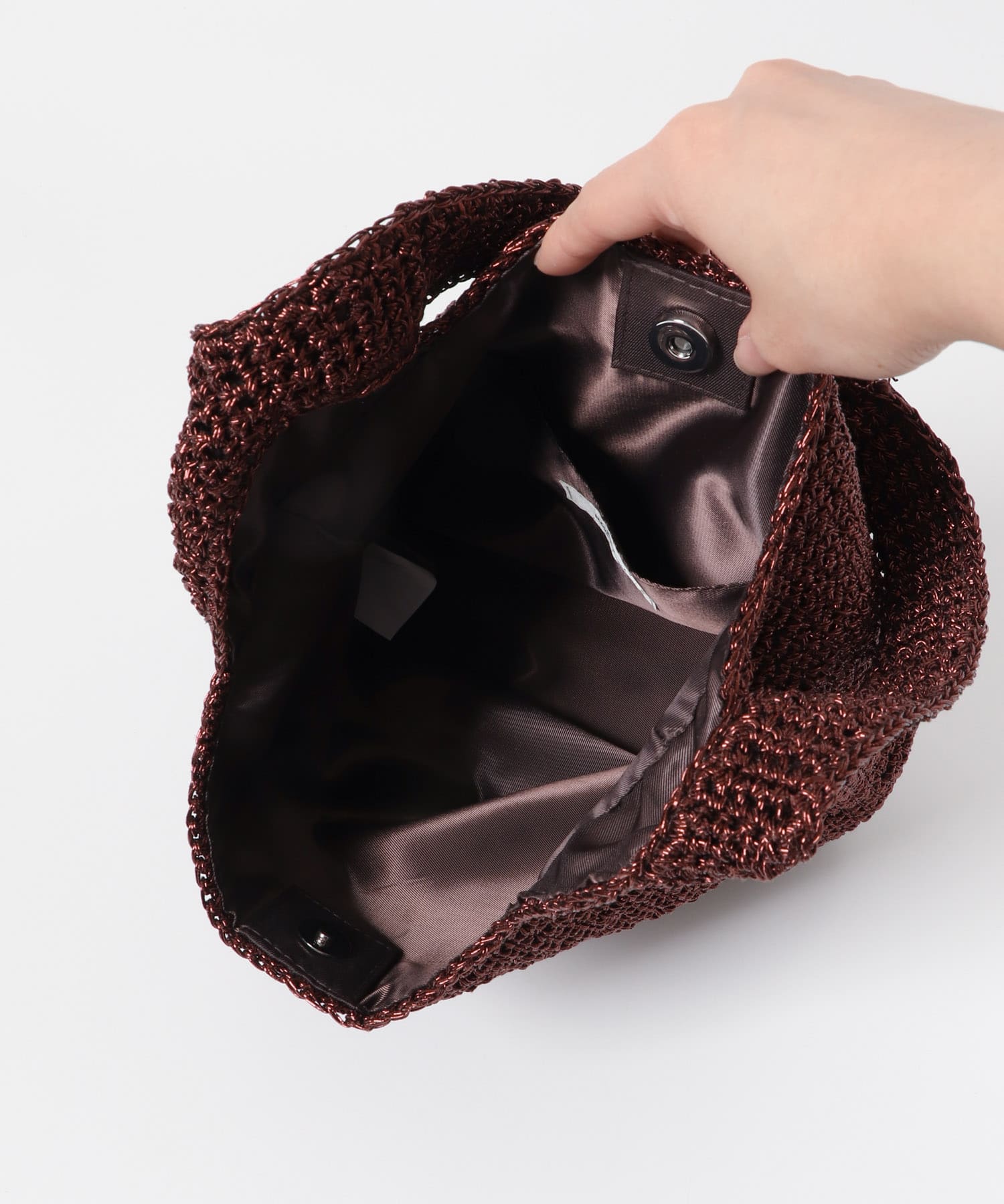 ワンハンドルラメショルダーバッグ BROWN one