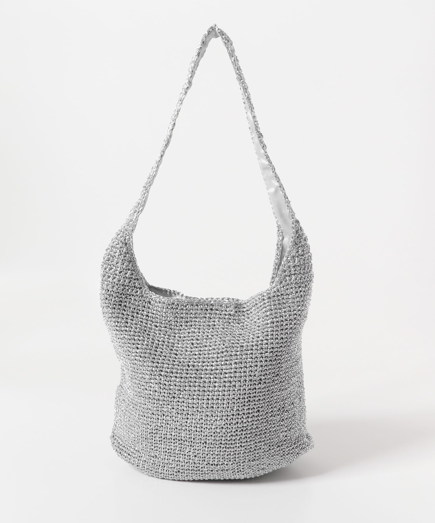 ワンハンドルラメショルダーバッグ SILVER one