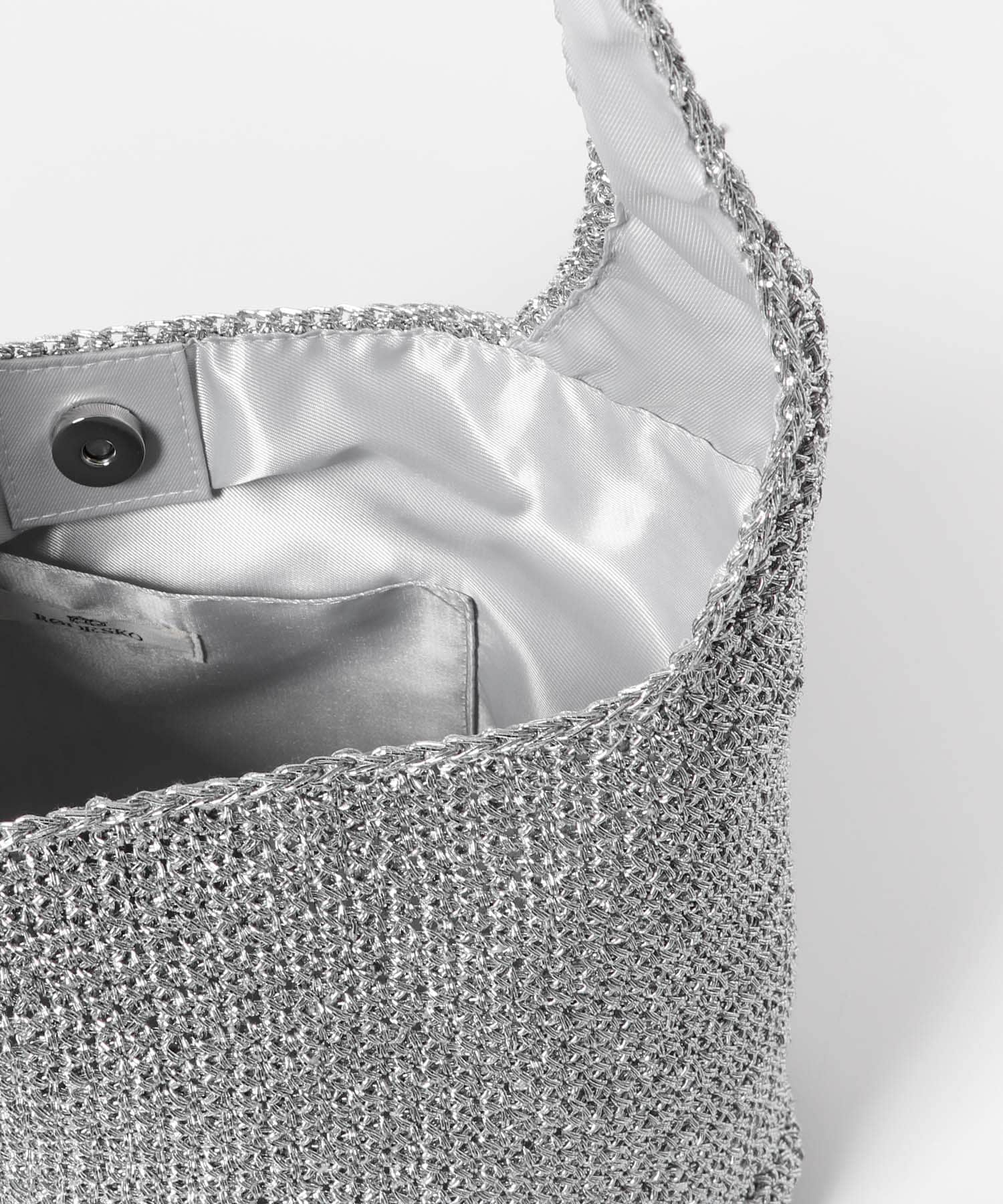 ワンハンドルラメショルダーバッグ SILVER one