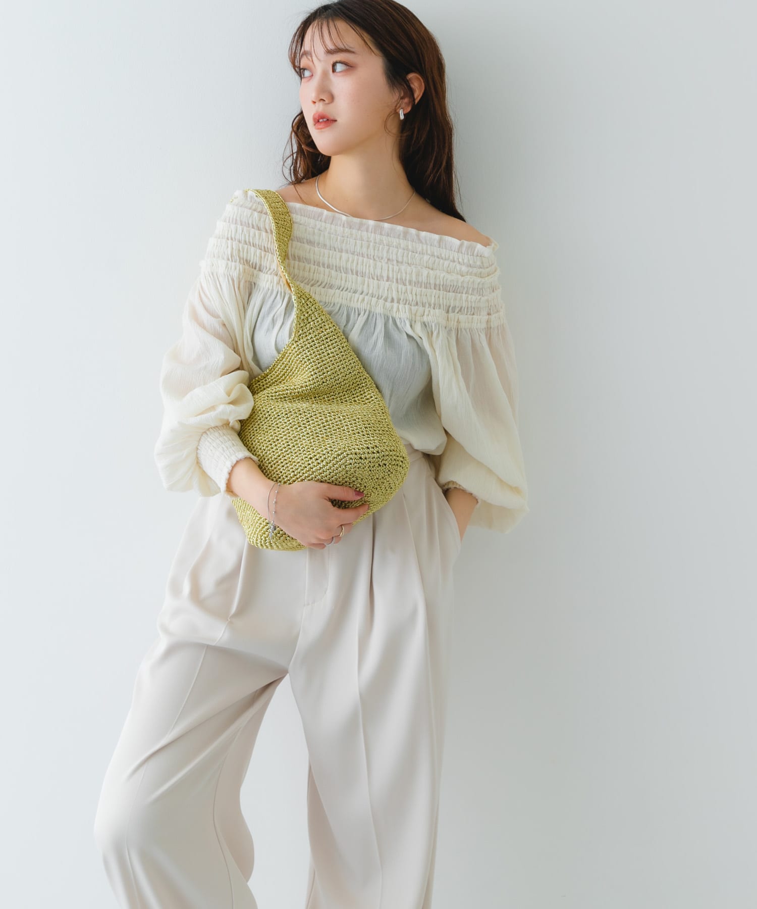 ワンハンドルラメショルダーバッグ LIGHT GOLD one