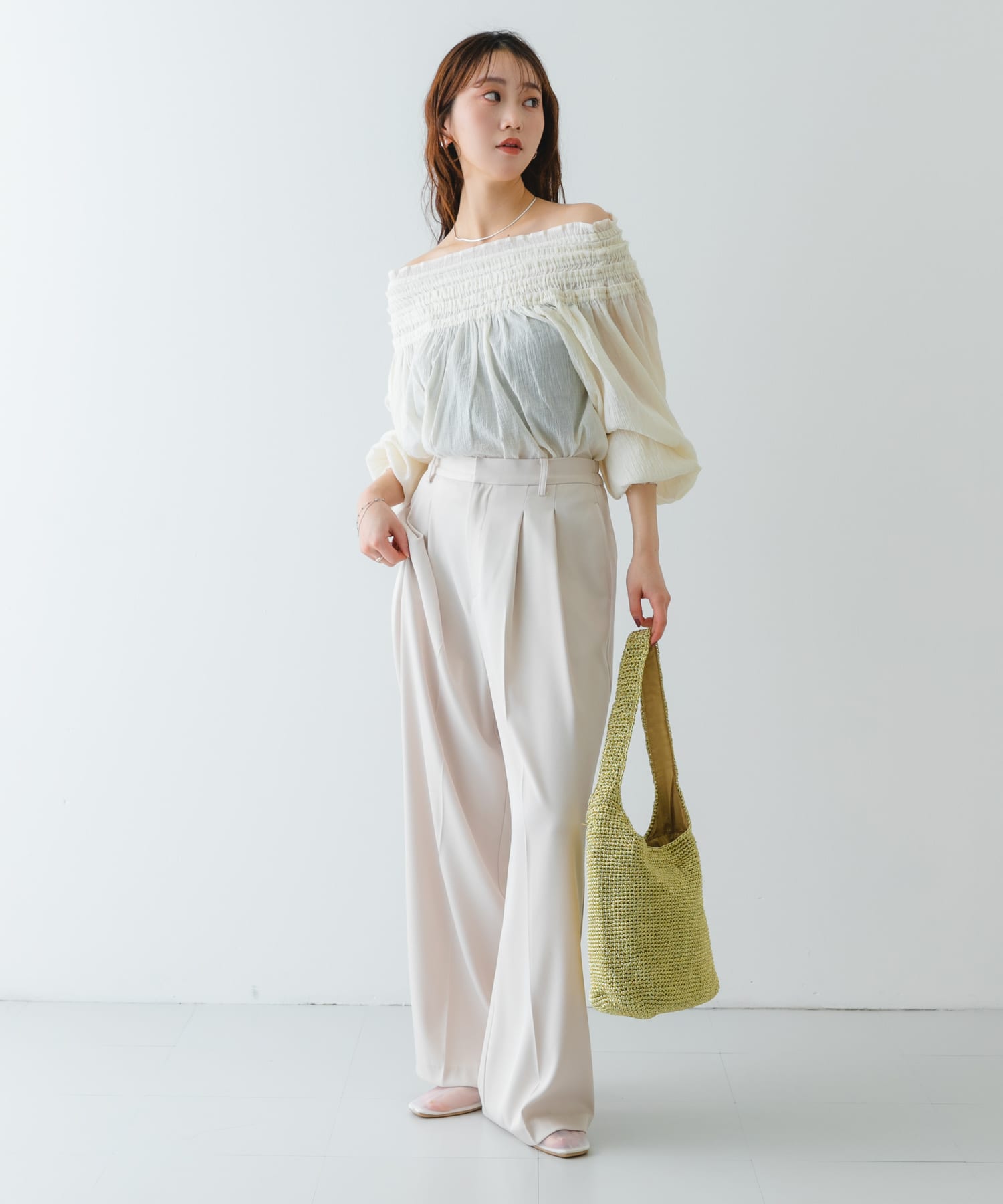 ワンハンドルラメショルダーバッグ LIGHT GOLD one