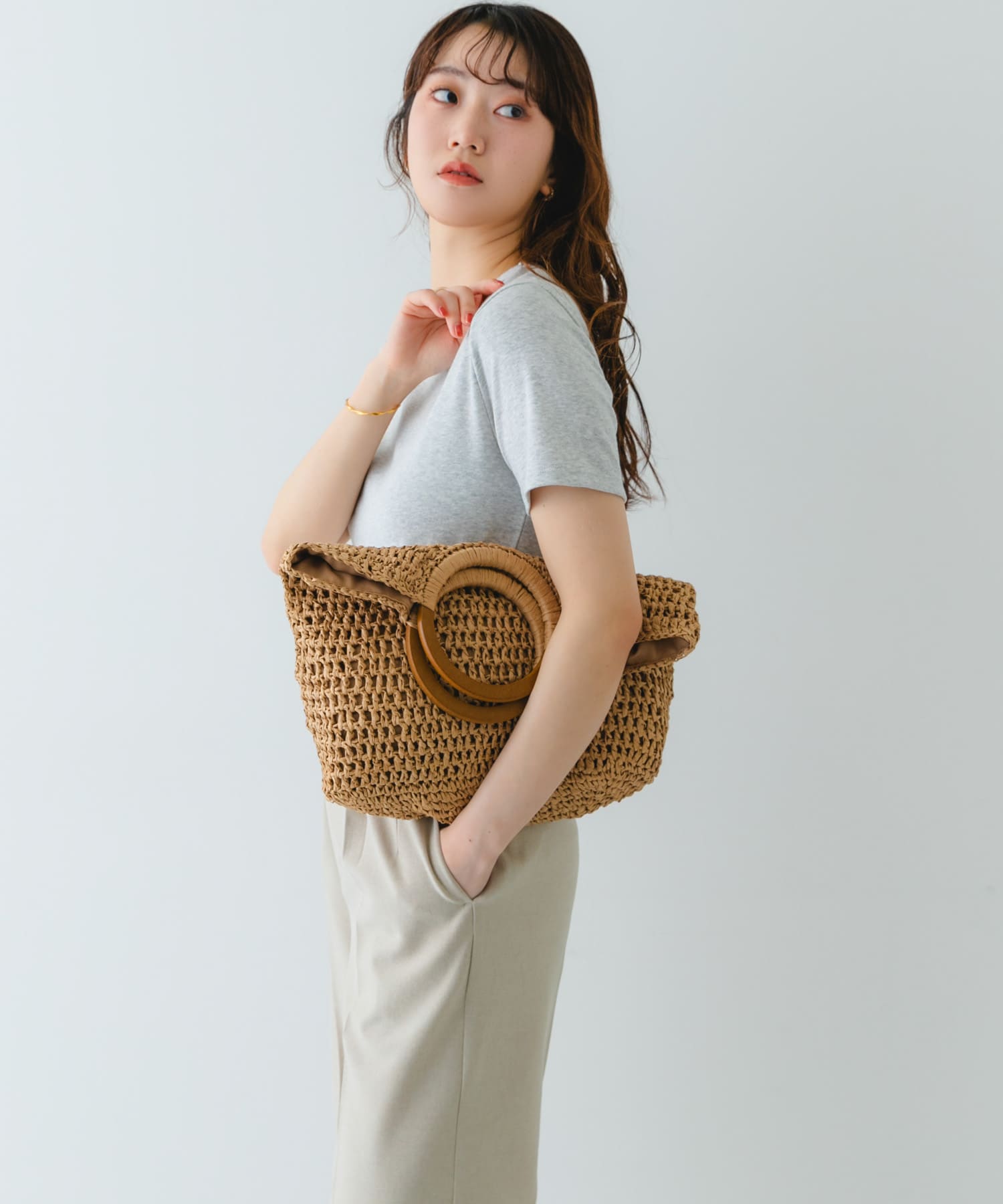 ウッドハンドルペーパーバッグ NATURAL one
