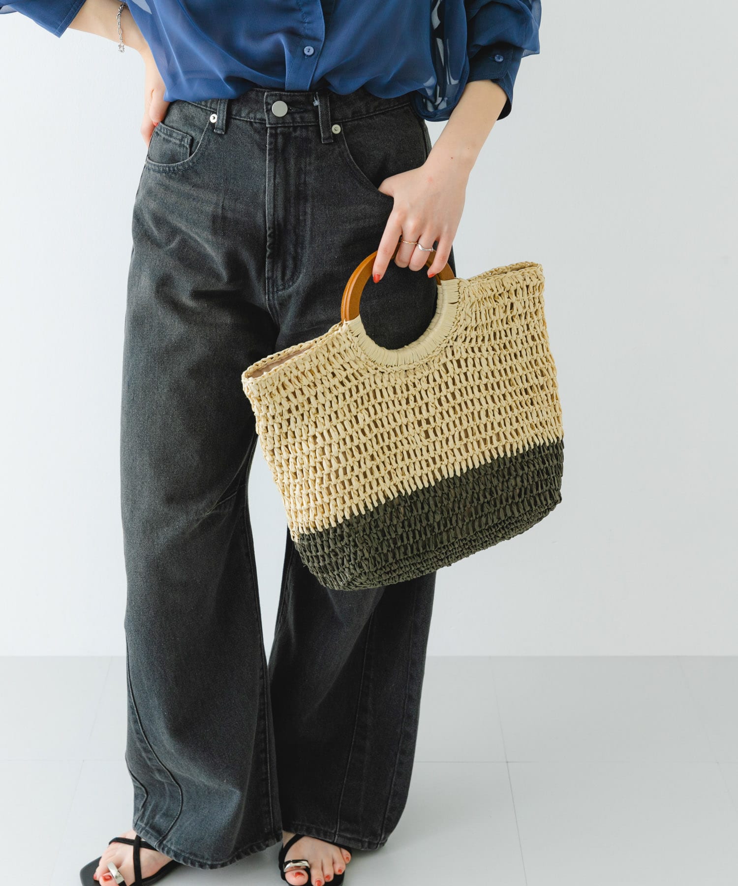 ウッドハンドルペーパーバッグ BEGxBLK one