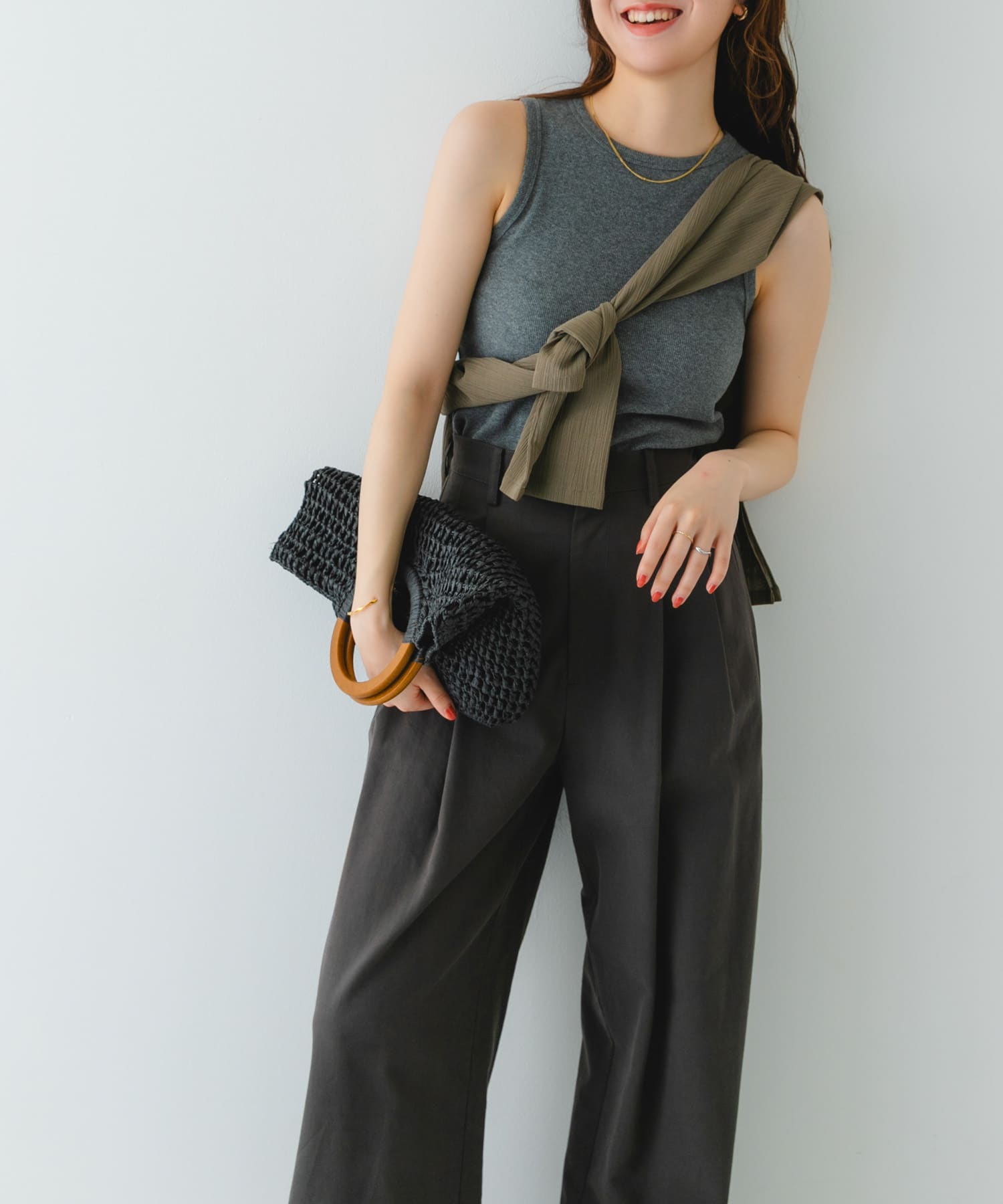 ウッドハンドルペーパーバッグ BLACK one