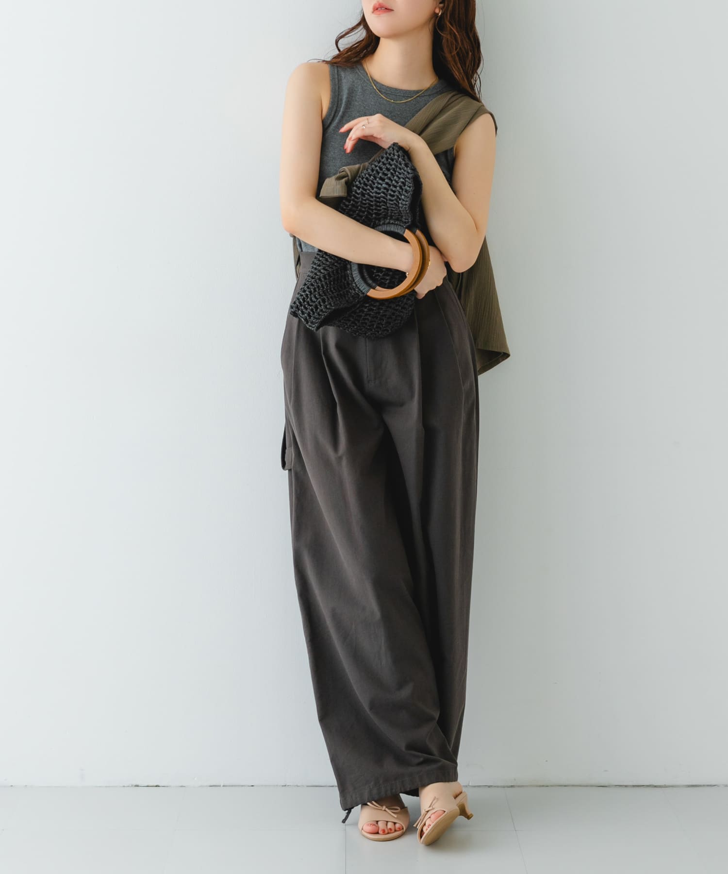 ウッドハンドルペーパーバッグ BLACK one