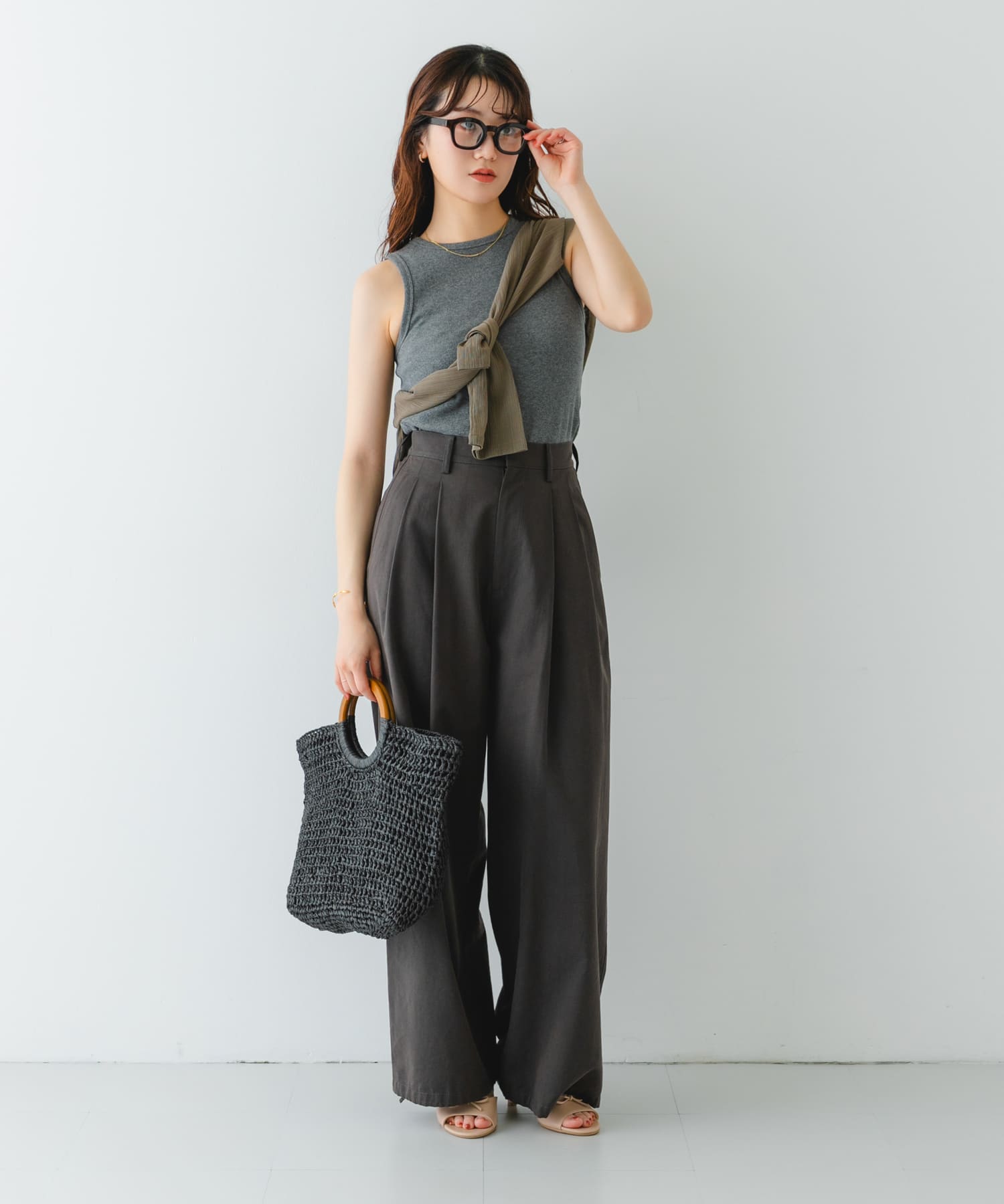 ウッドハンドルペーパーバッグ BLACK one