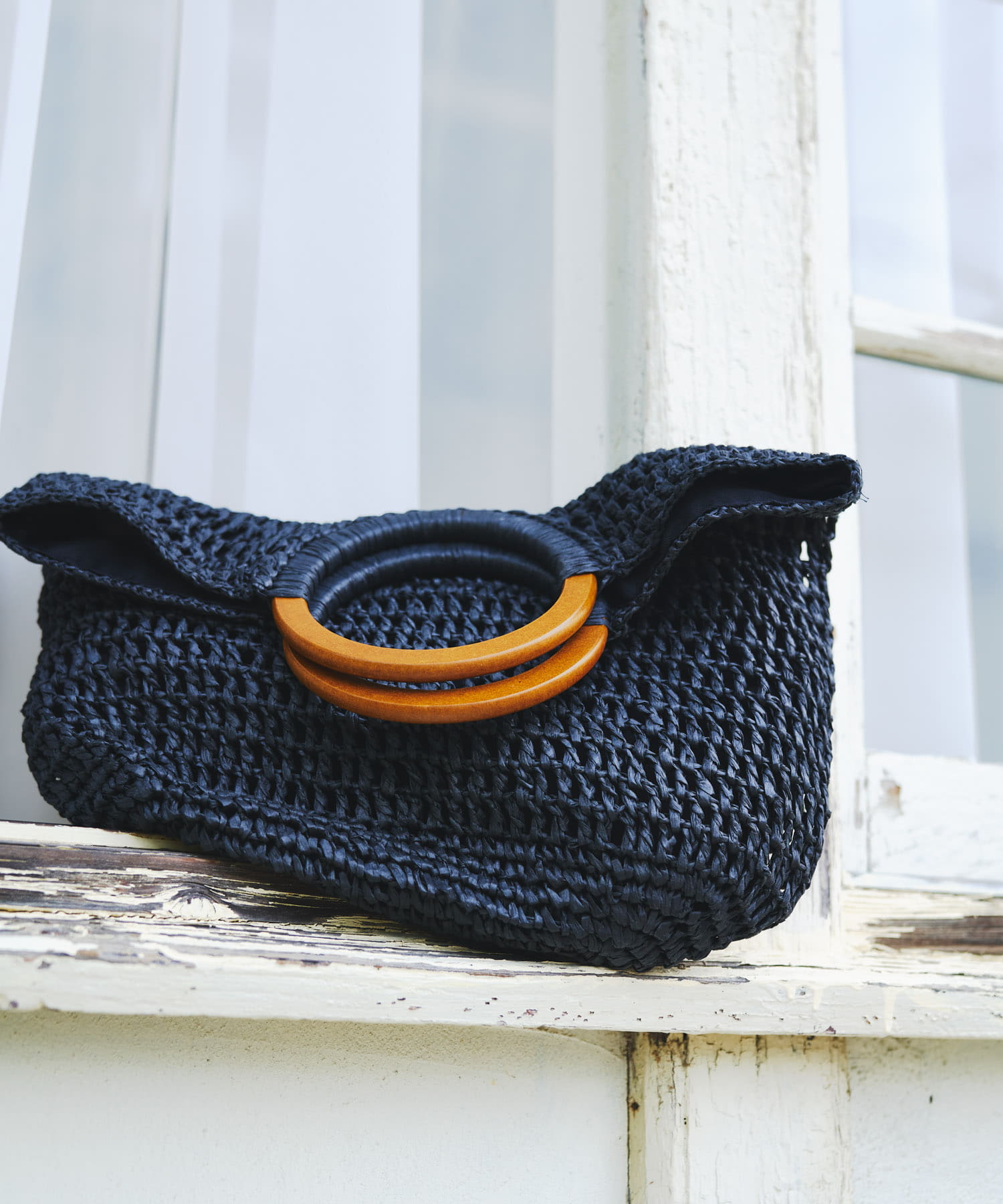ウッドハンドルペーパーバッグ BLACK one