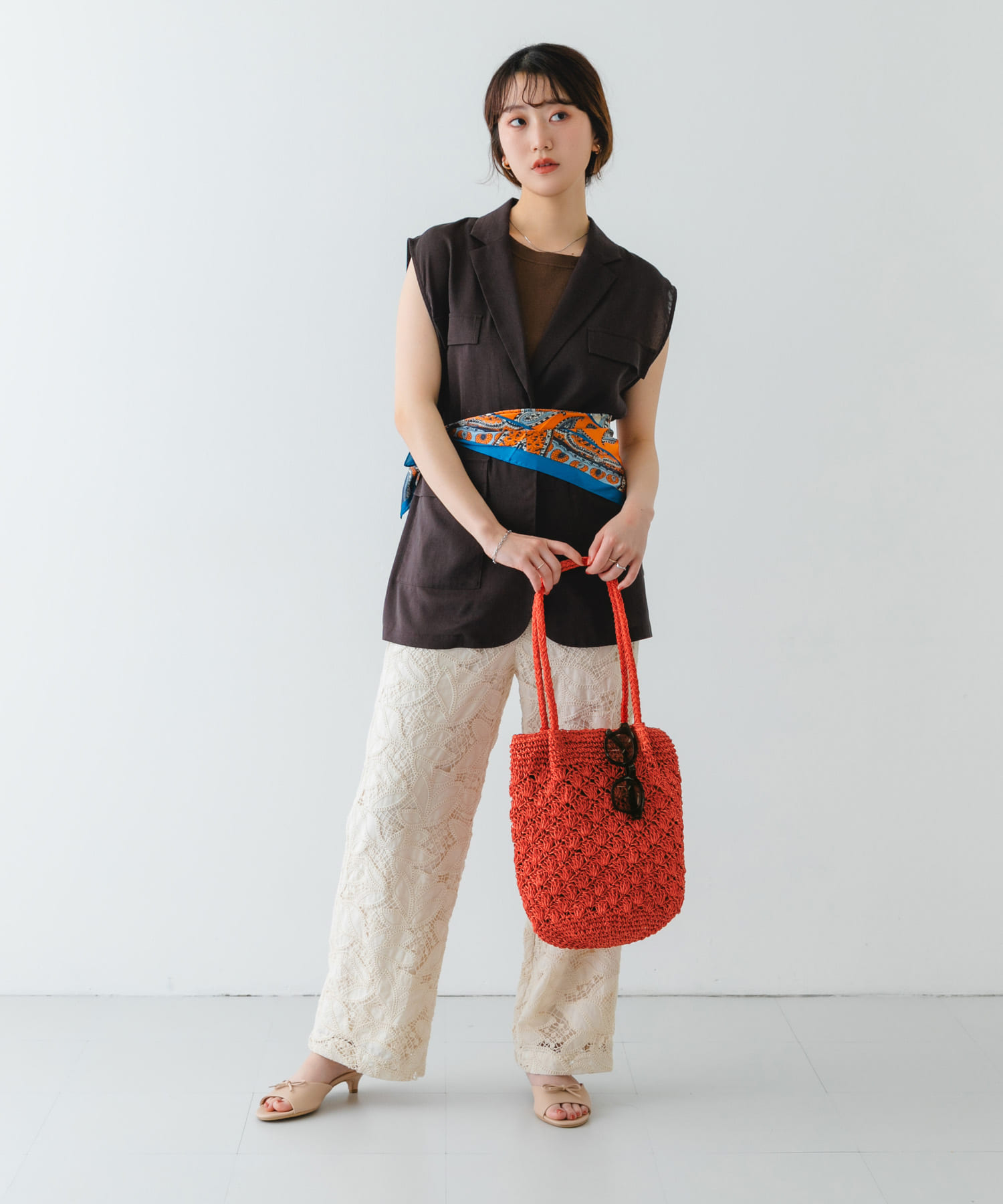 ペーパーショルダートートバッグ ORANGE one