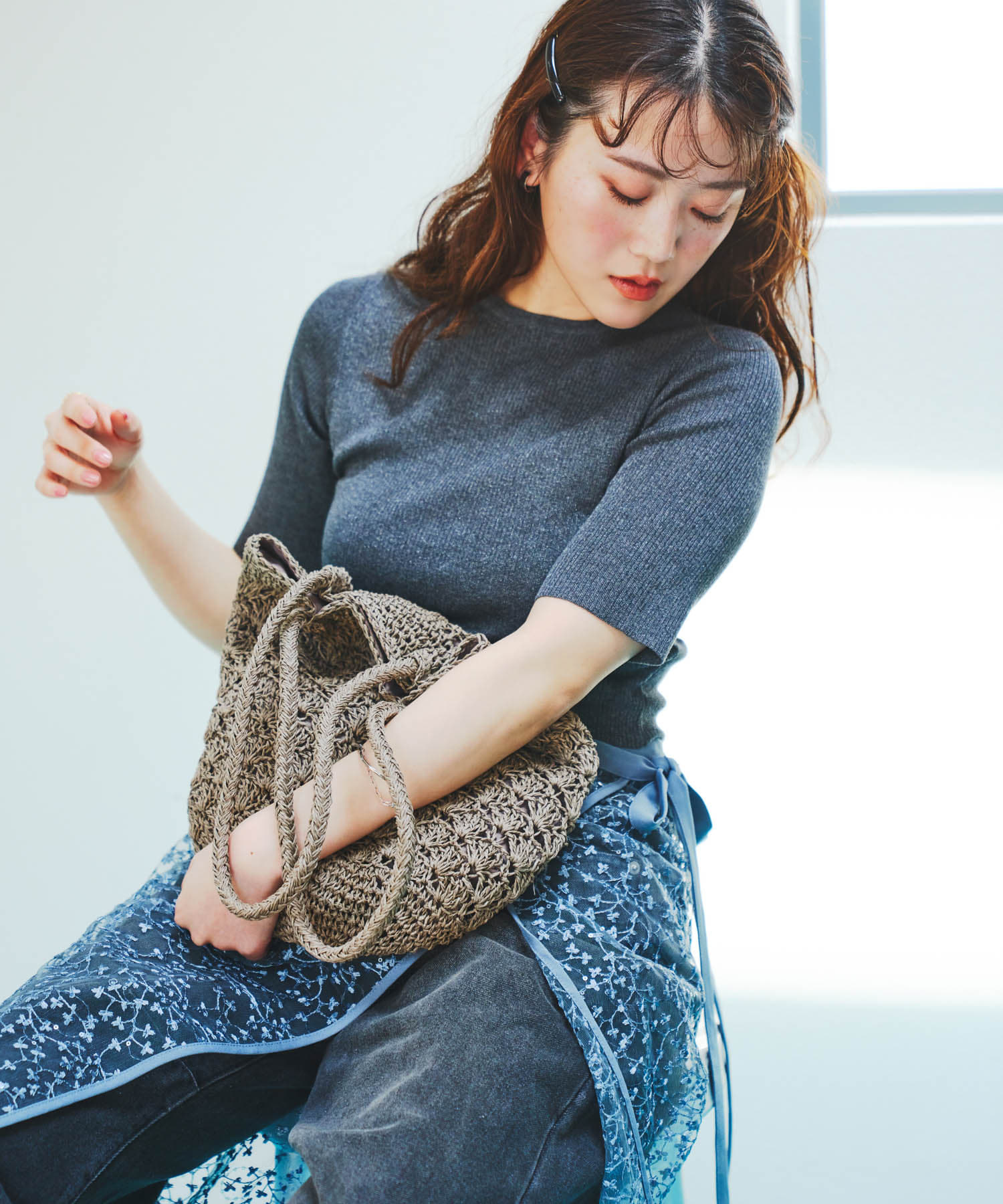 ペーパーショルダートートバッグ GRAY one