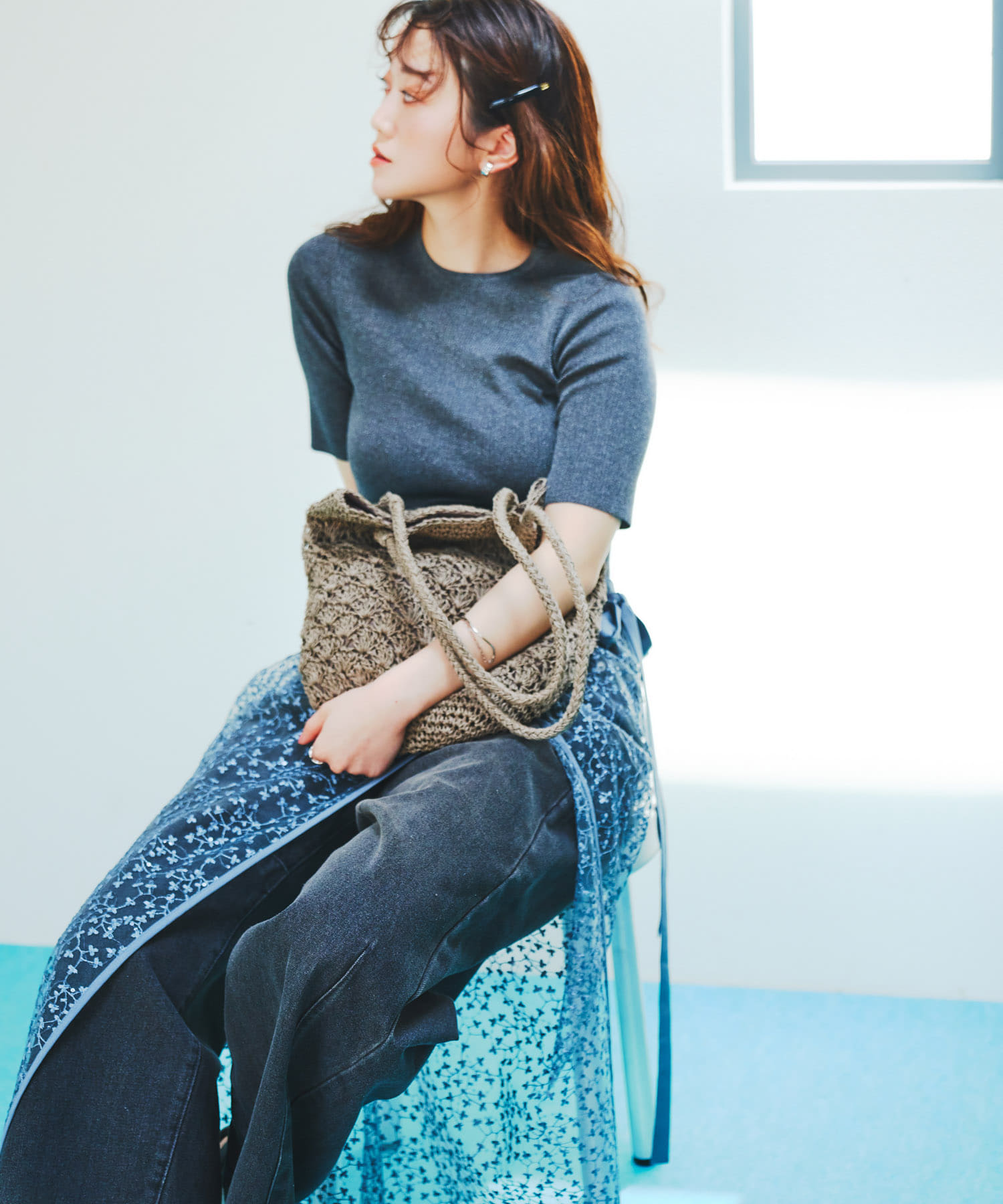 ペーパーショルダートートバッグ GRAY one