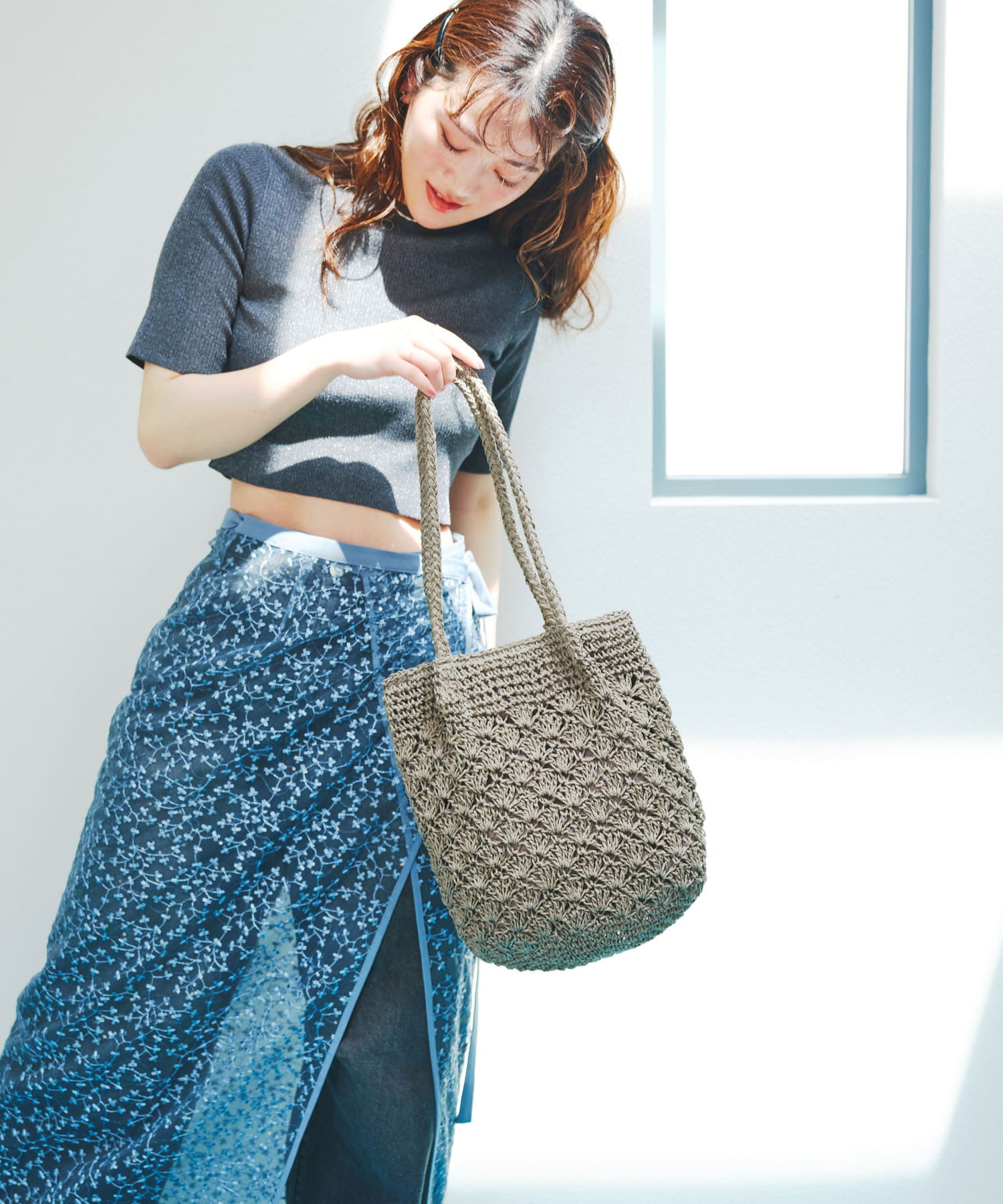 ペーパーショルダートートバッグ GRAY one