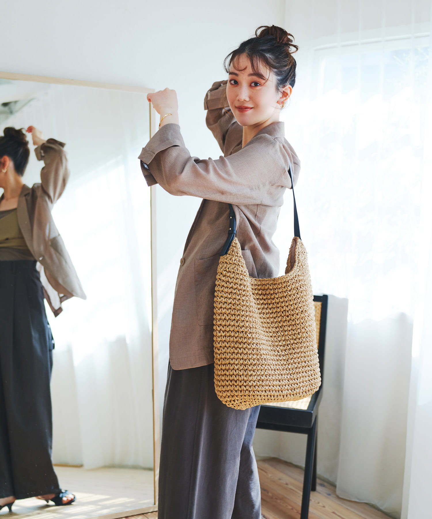 ワンハンドルペーパートートバッグ CAMEL one