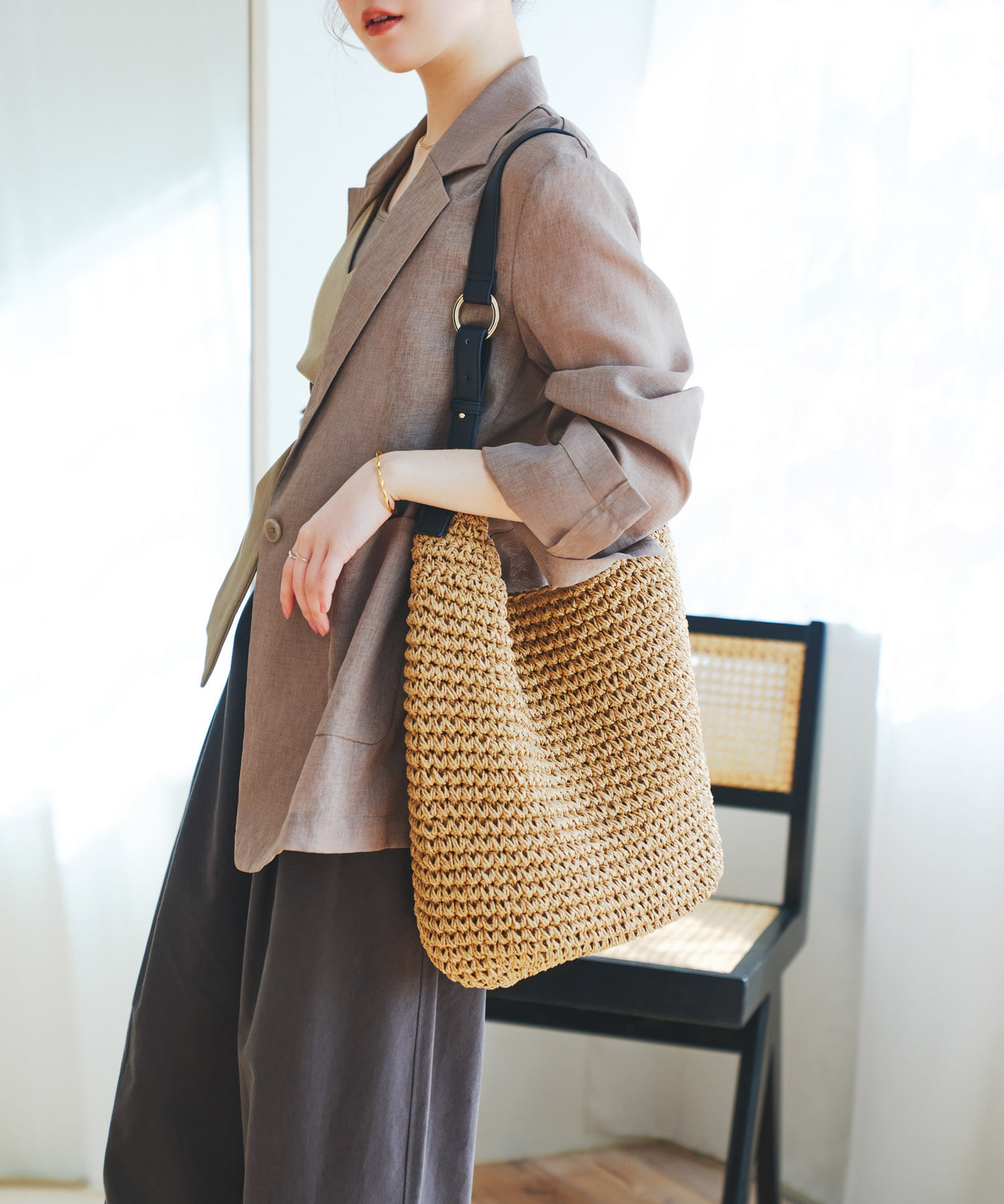 ワンハンドルペーパートートバッグ CAMEL one