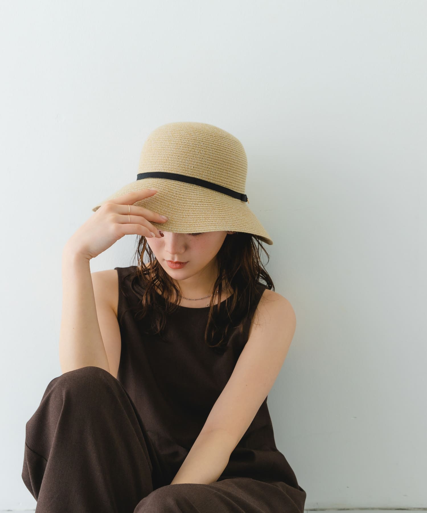 洗えるたためるリボンハット NATURAL FREE
