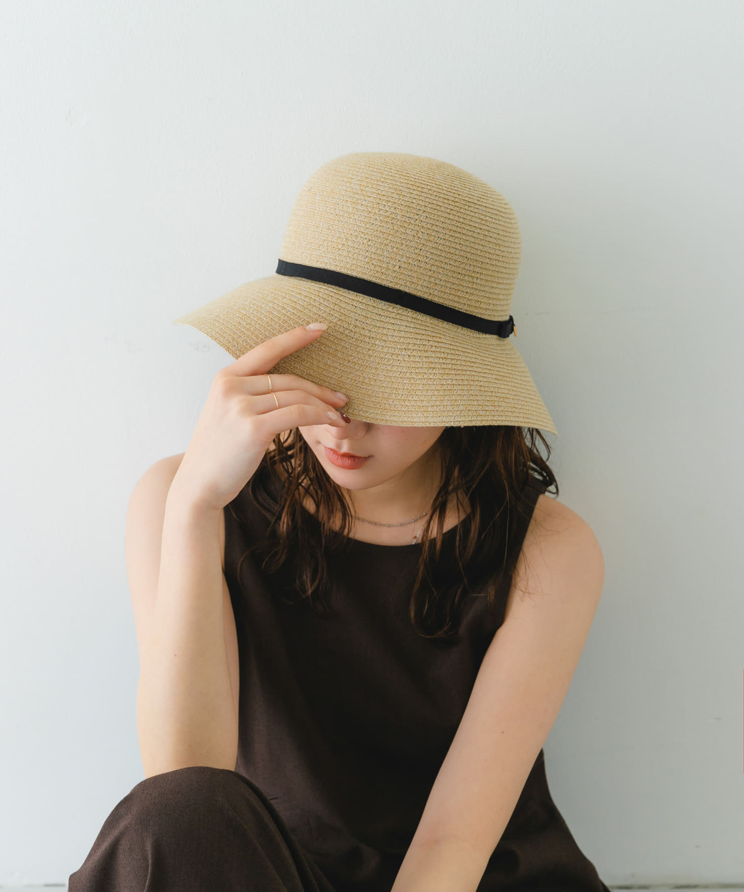 洗えるたためるリボンハット NATURAL FREE