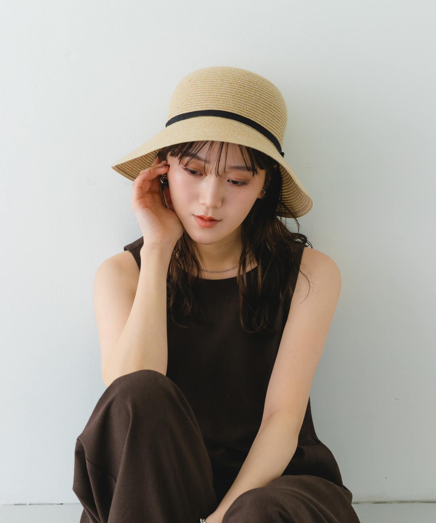 洗えるたためるリボンハット NATURAL FREE