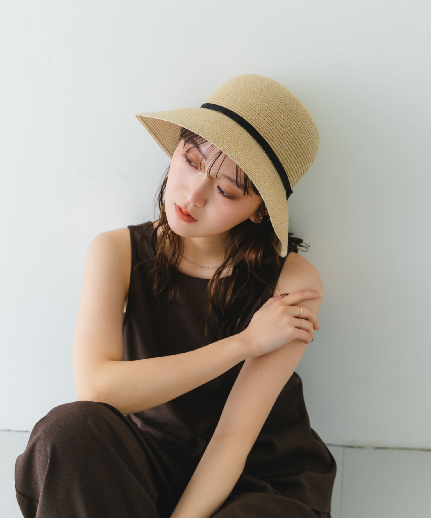 洗えるたためるリボンハット NATURAL FREE