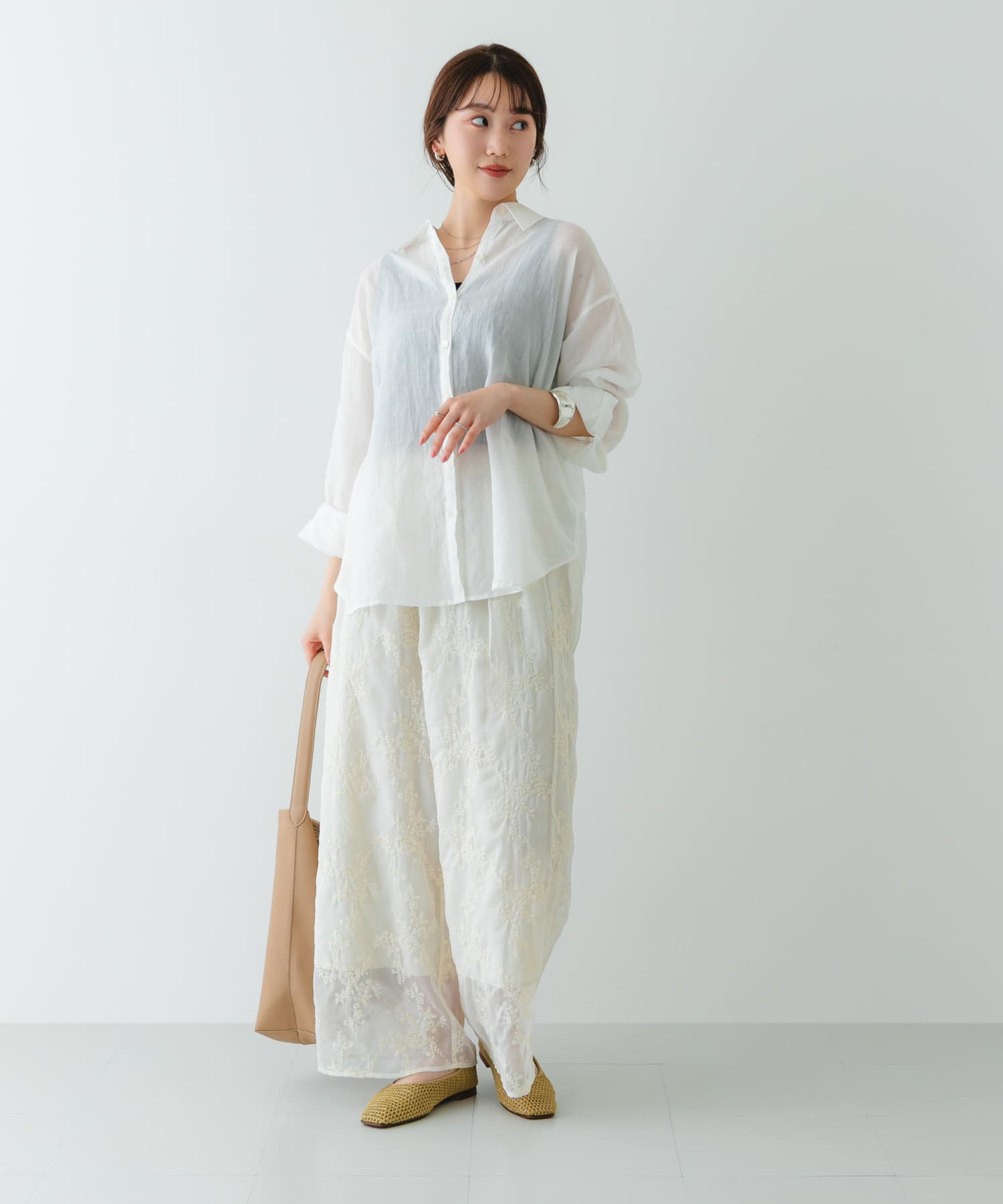 『MADE IN JAPAN』スクエアメッシュフラットシューズ BEIGE 36