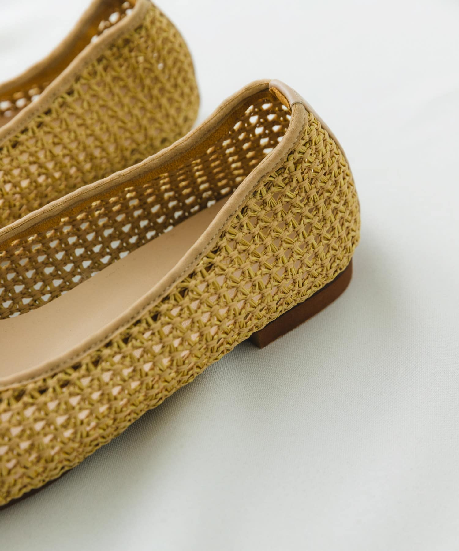 『MADE IN JAPAN』スクエアメッシュフラットシューズ BEIGE 37