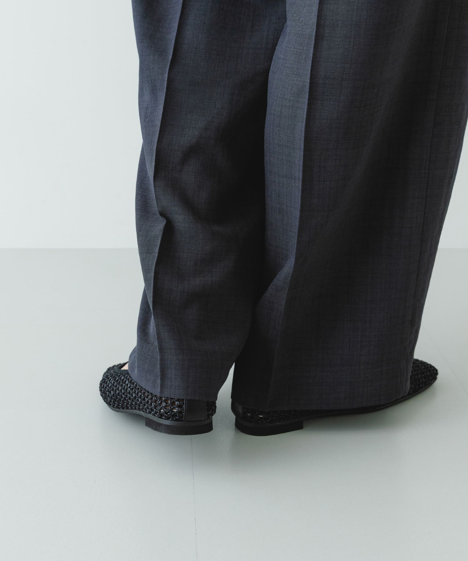 『MADE IN JAPAN』スクエアメッシュフラットシューズ BLACK 36