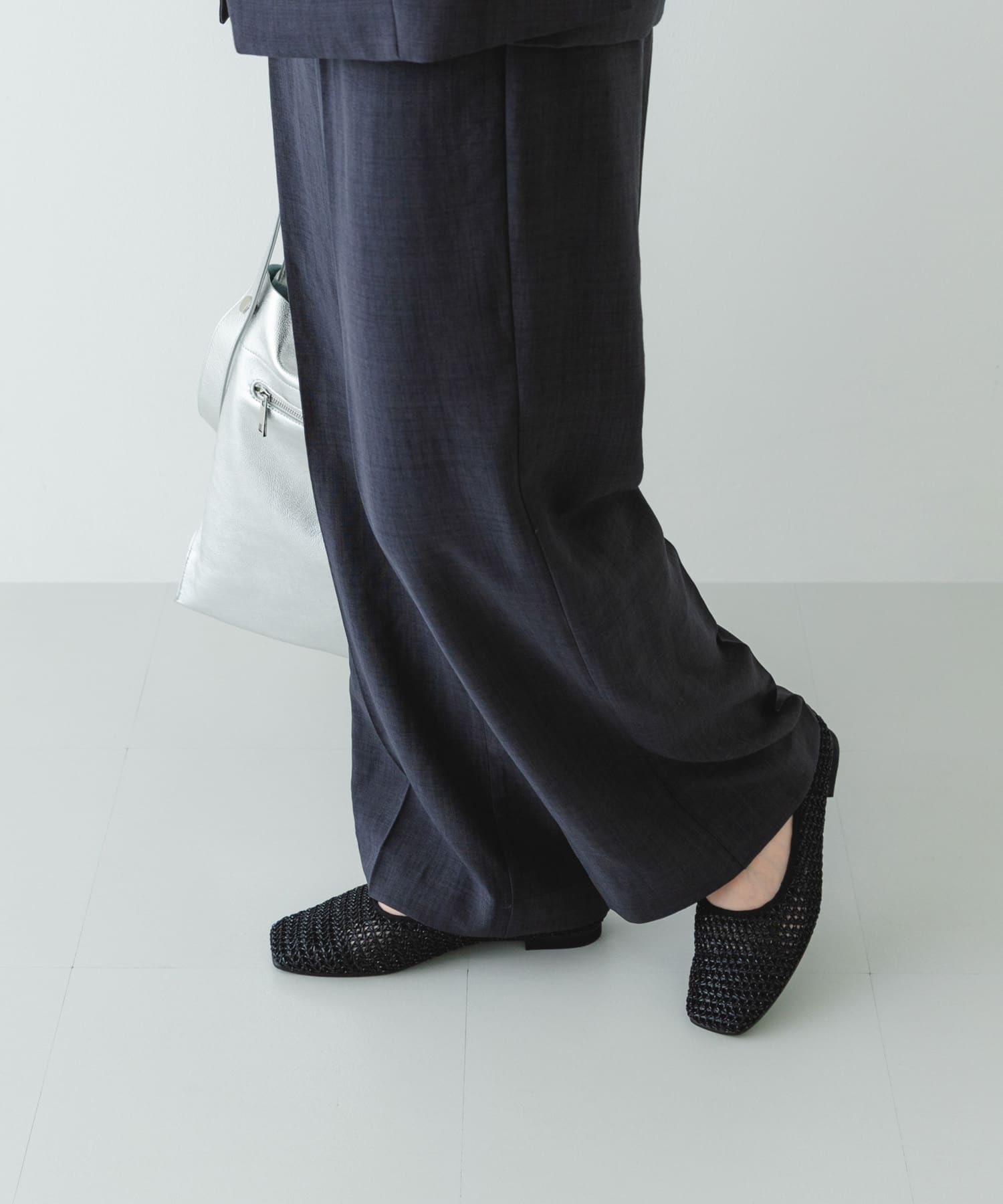 『MADE IN JAPAN』スクエアメッシュフラットシューズ BLACK 36