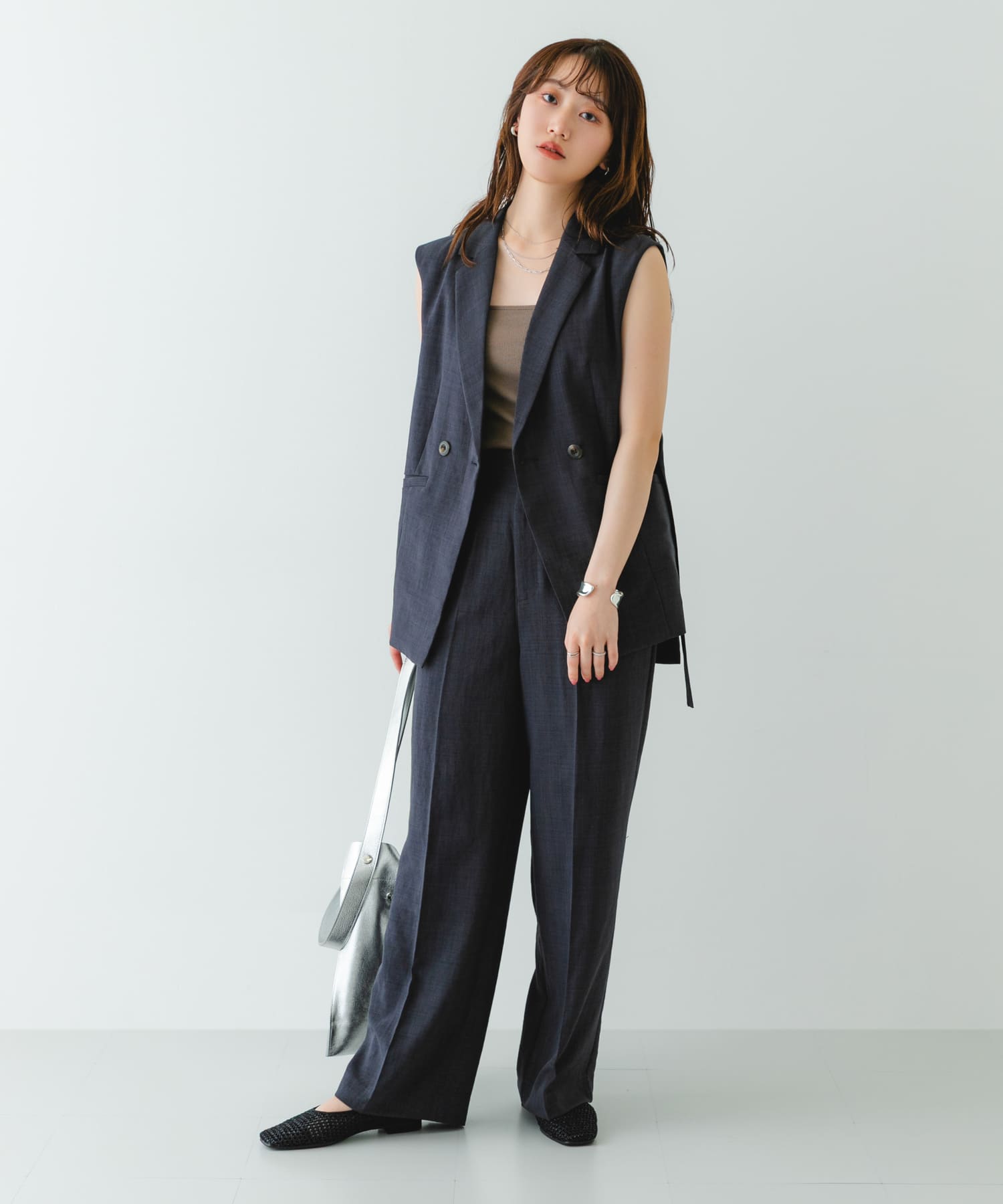 『MADE IN JAPAN』スクエアメッシュフラットシューズ BLACK 36