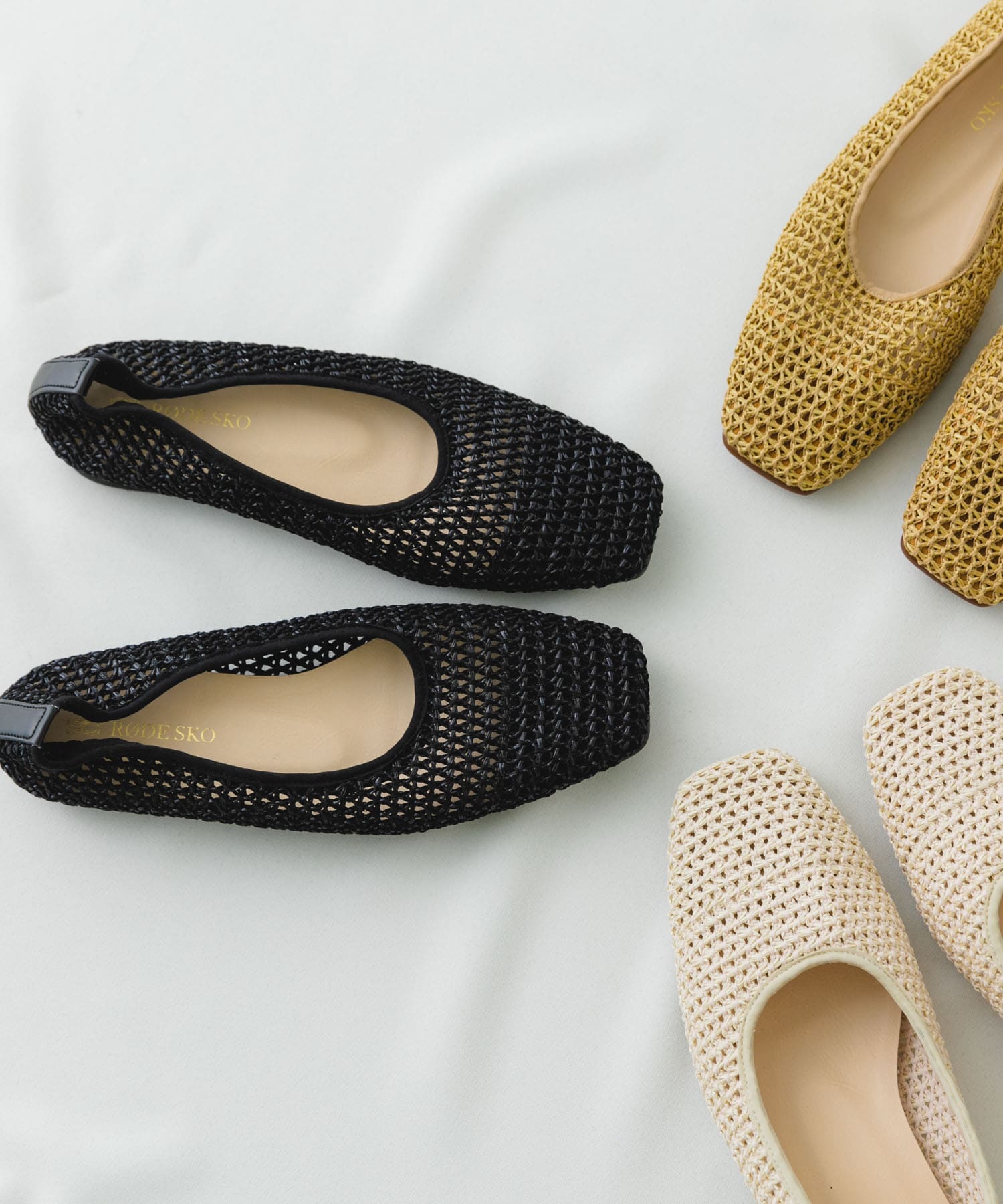『MADE IN JAPAN』スクエアメッシュフラットシューズ BLACK 37
