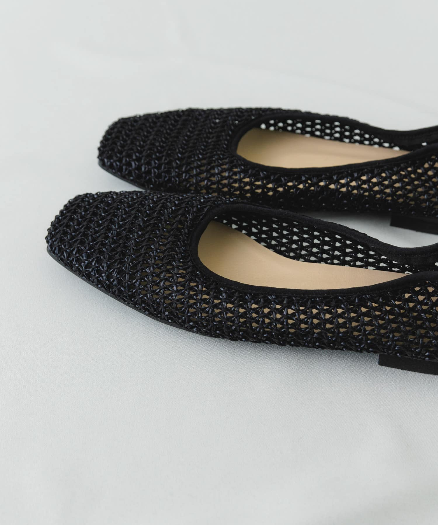 『MADE IN JAPAN』スクエアメッシュフラットシューズ BLACK 37