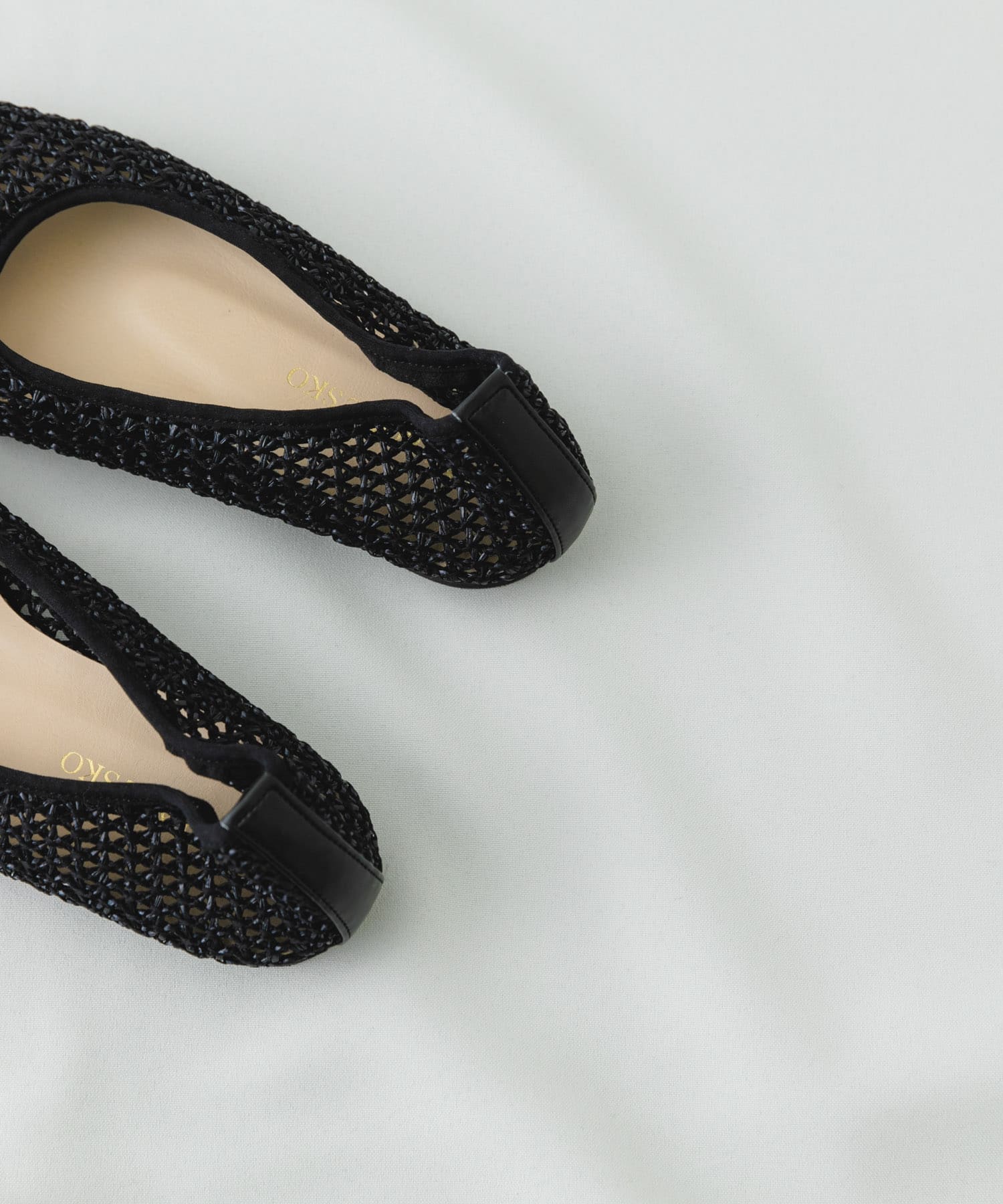 『MADE IN JAPAN』スクエアメッシュフラットシューズ BLACK 37