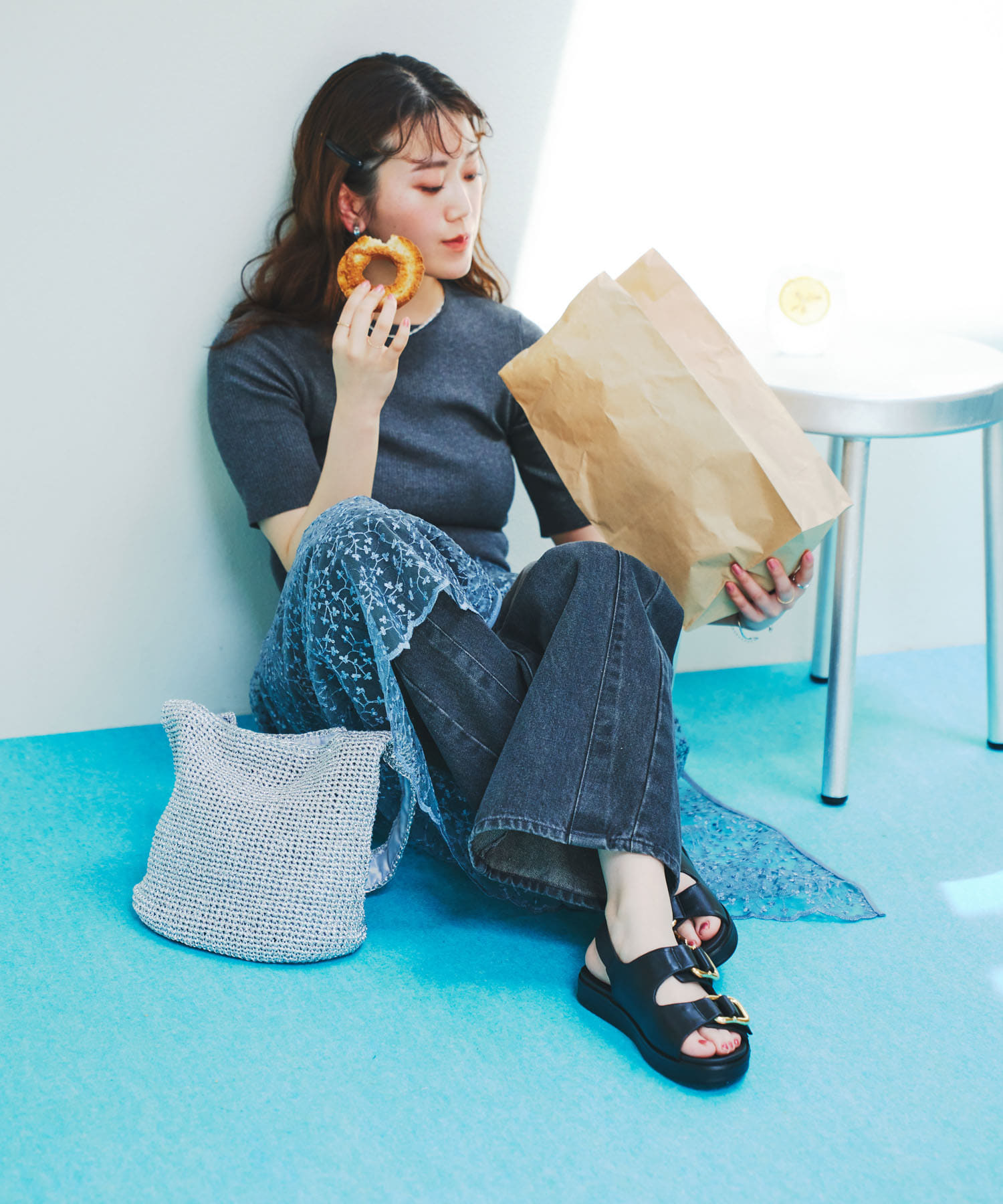 ダブルベルテッドサンダル BLACK 36