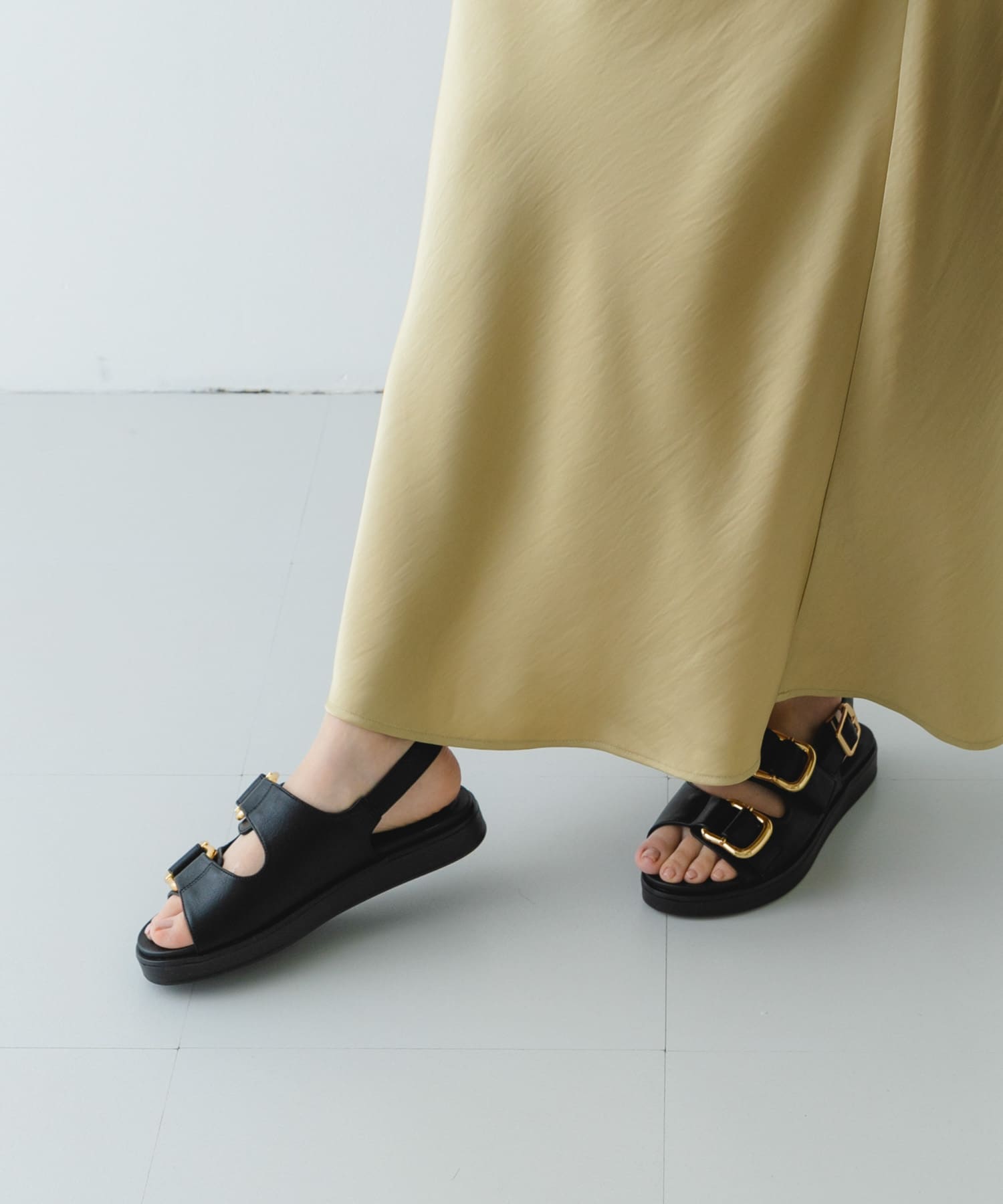ダブルベルテッドサンダル BLACK 36