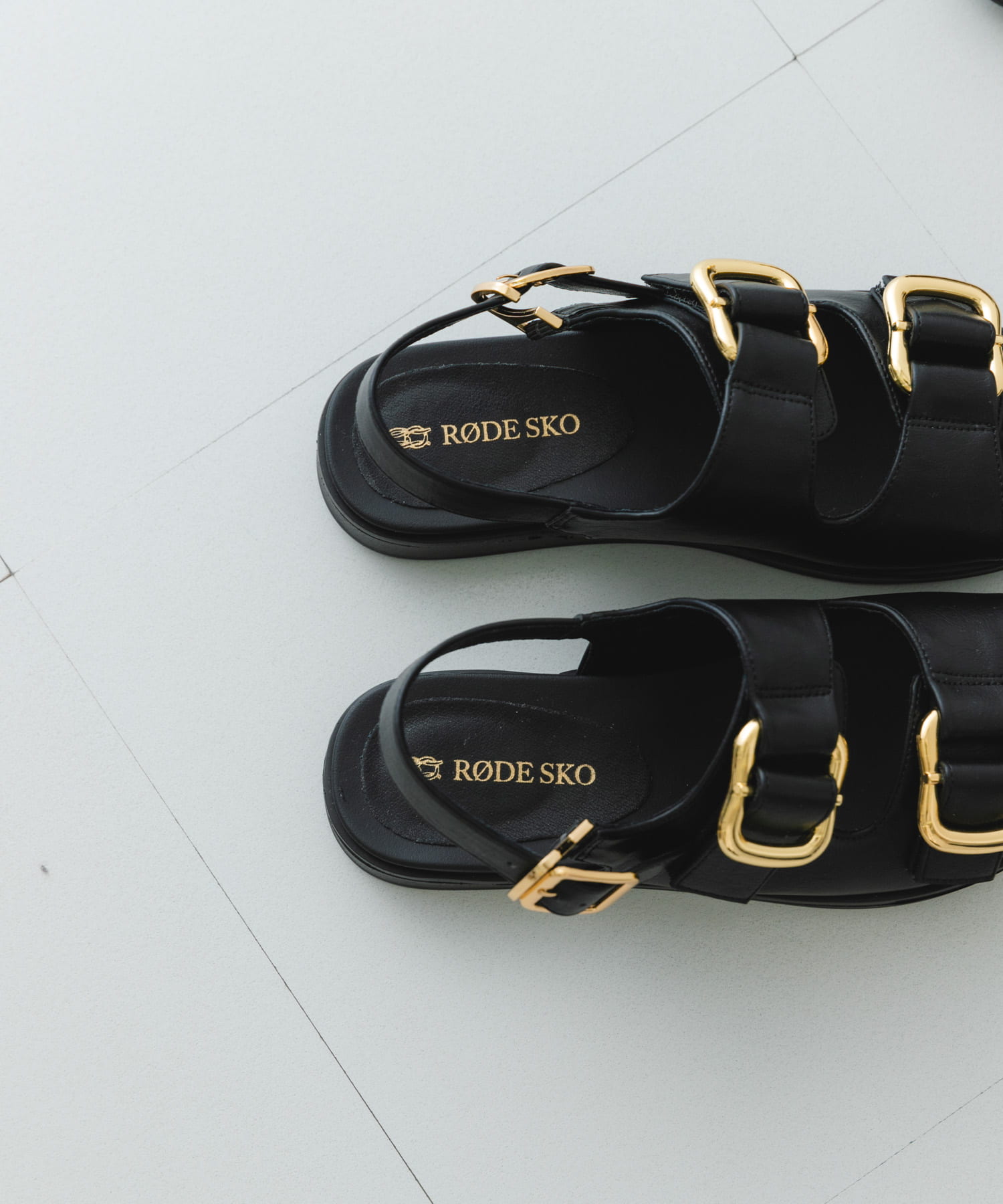 ダブルベルテッドサンダル BLACK 37